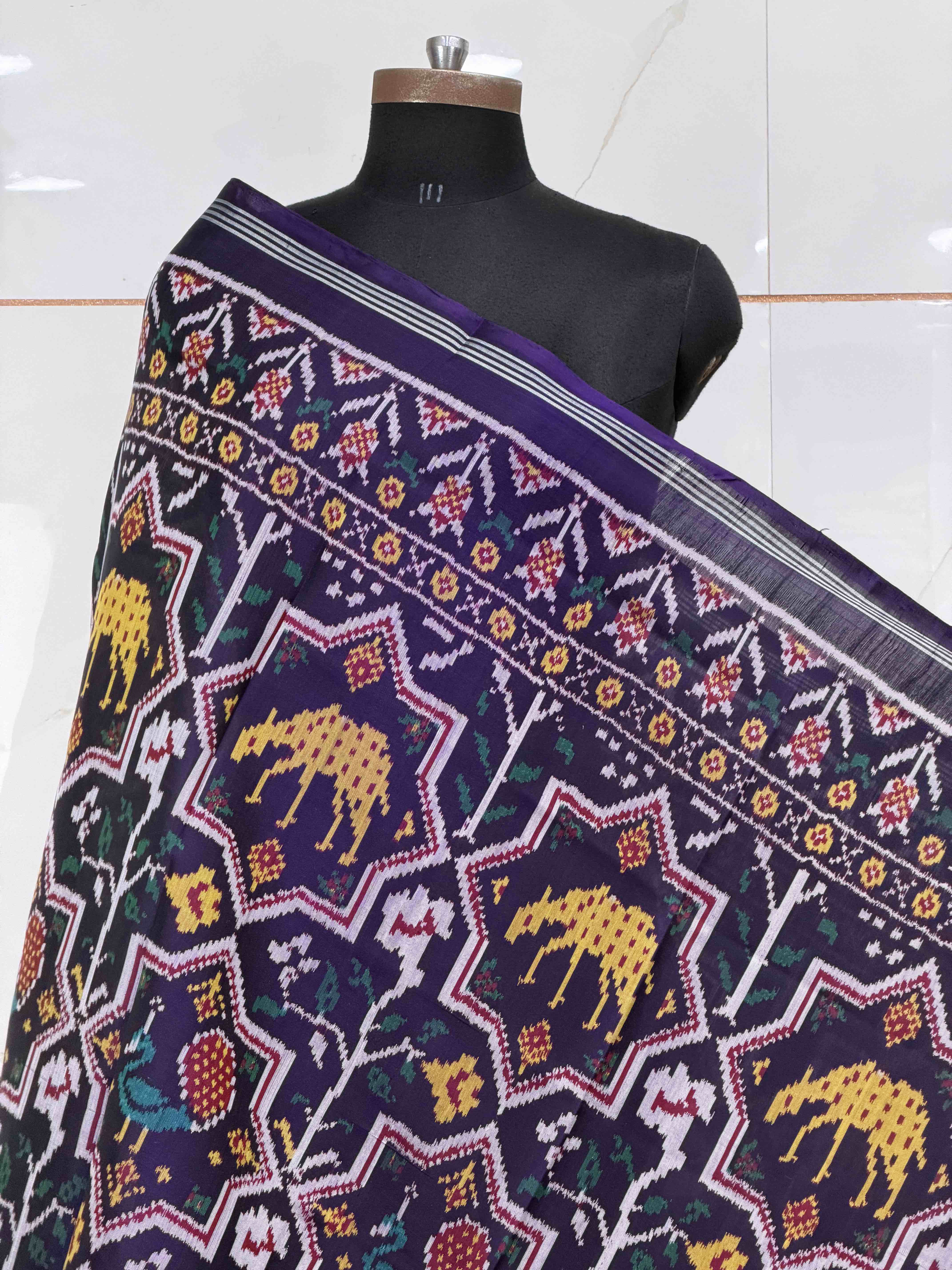 Deep purple Big Star Figure single Ikat Dupatta