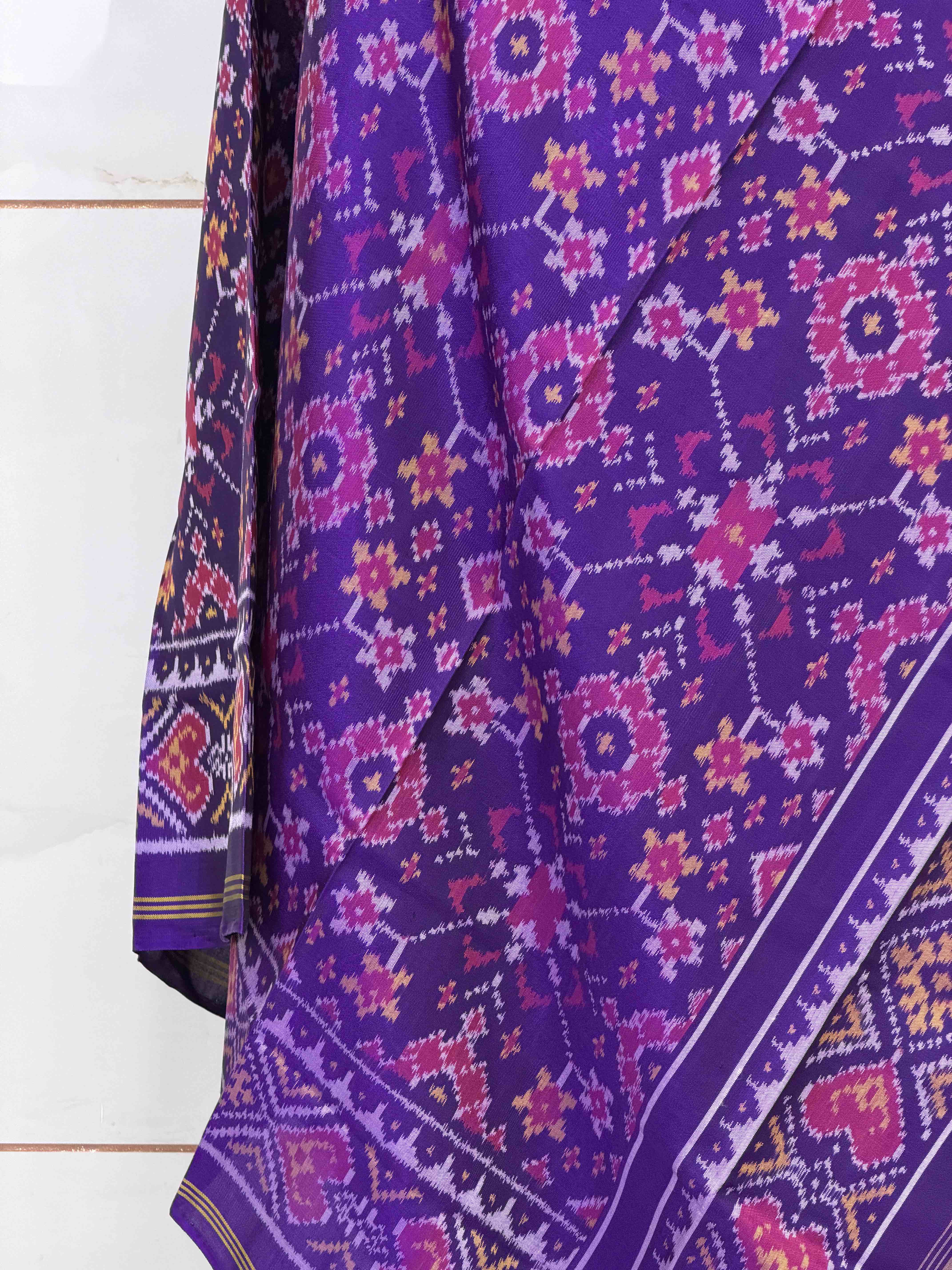 Purple Navaratan Single Ikat Dupatta