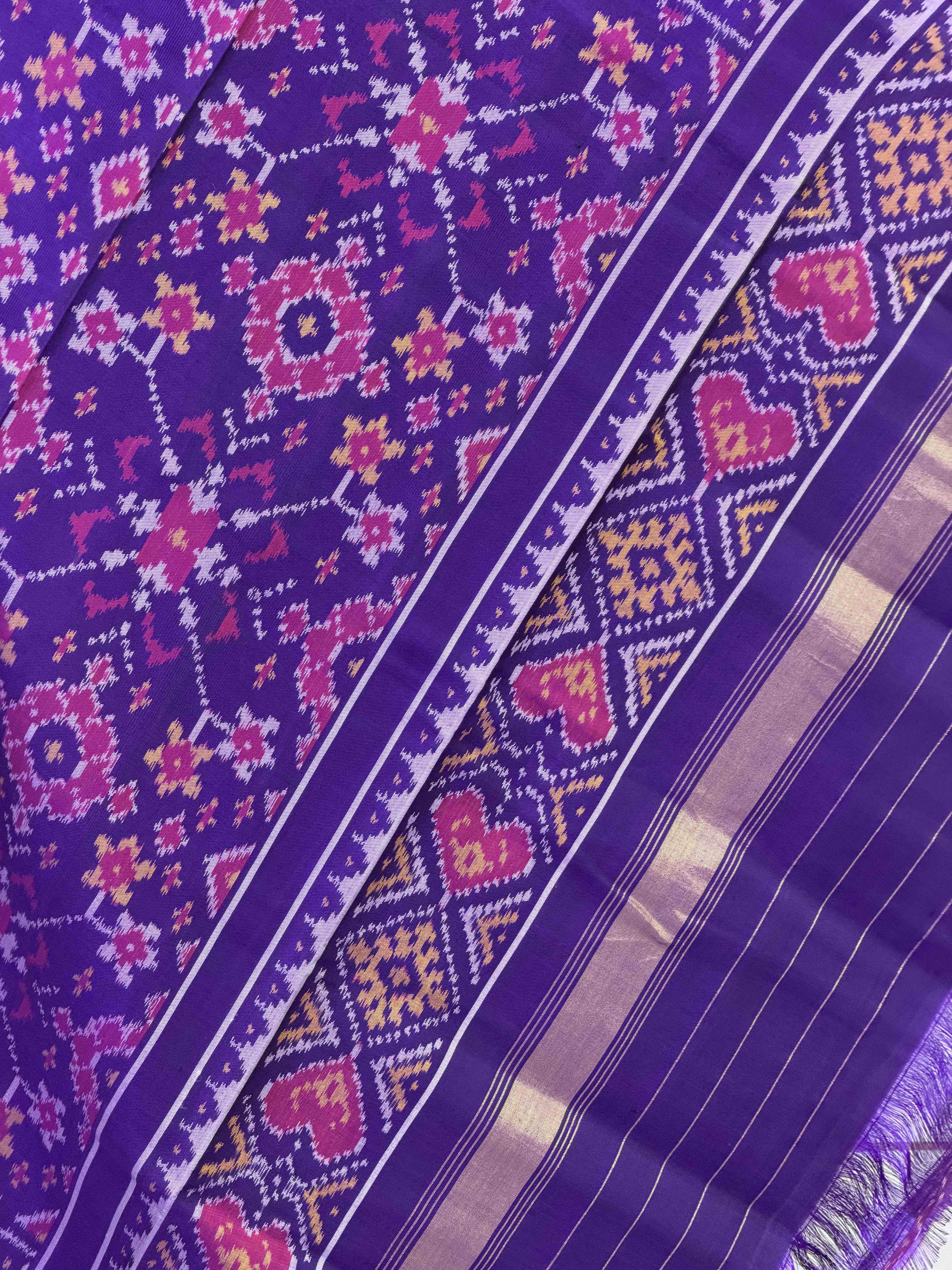 Purple Navaratan Single Ikat Dupatta