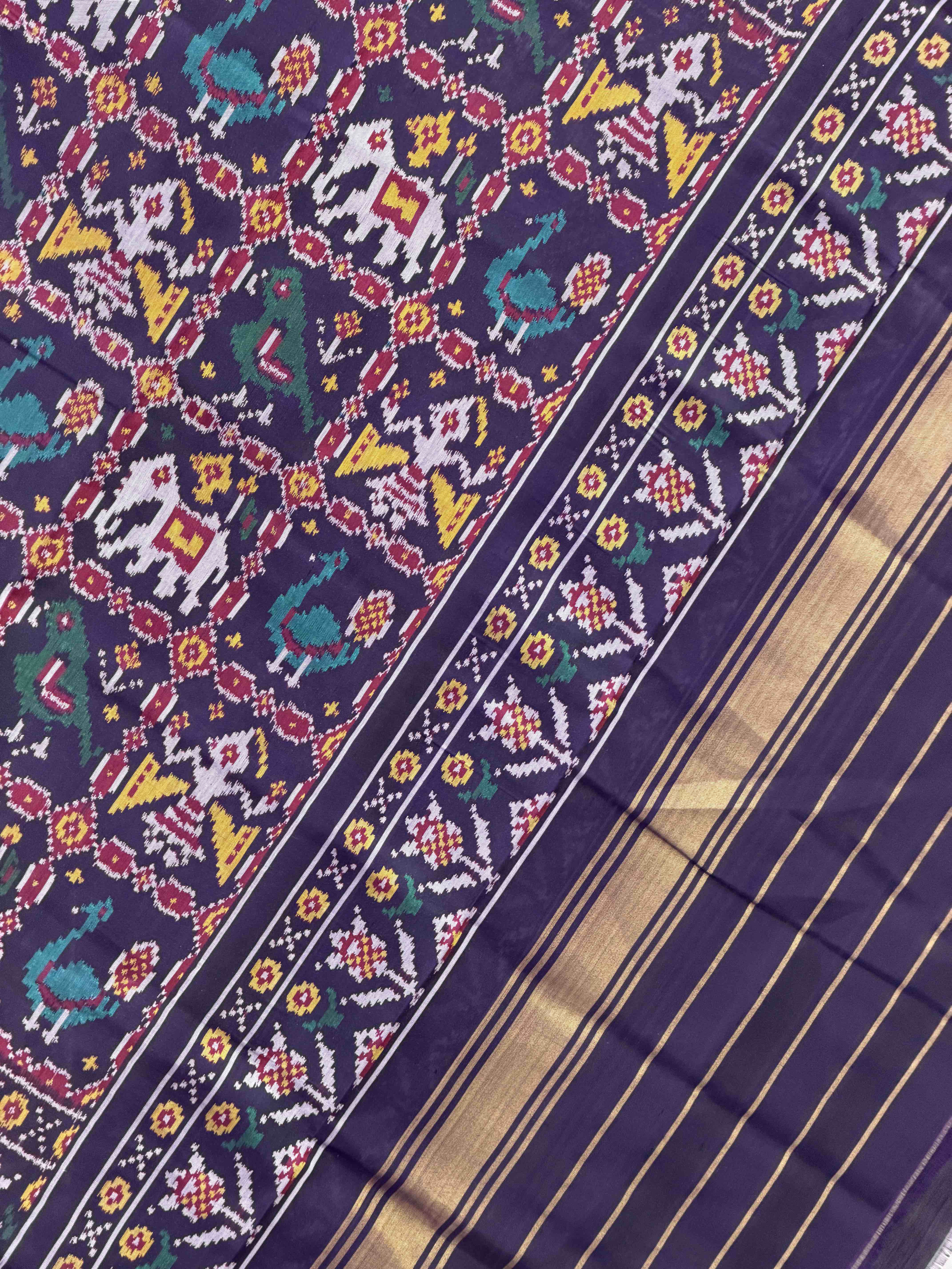 Deep Puprle Sankali narikunj Single Ikat Dupatta