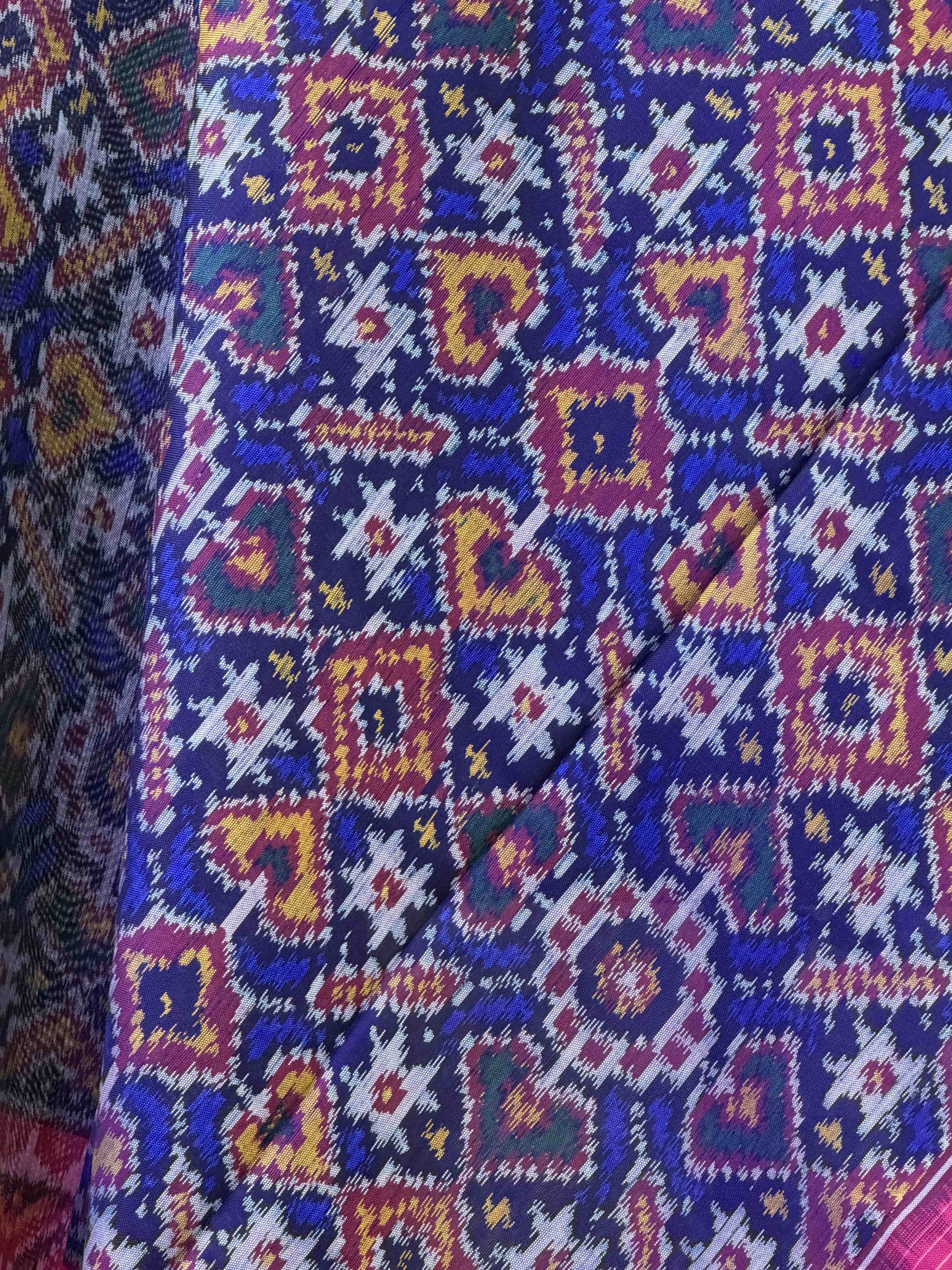 pink & blue vhoragaji single ikat dupatta