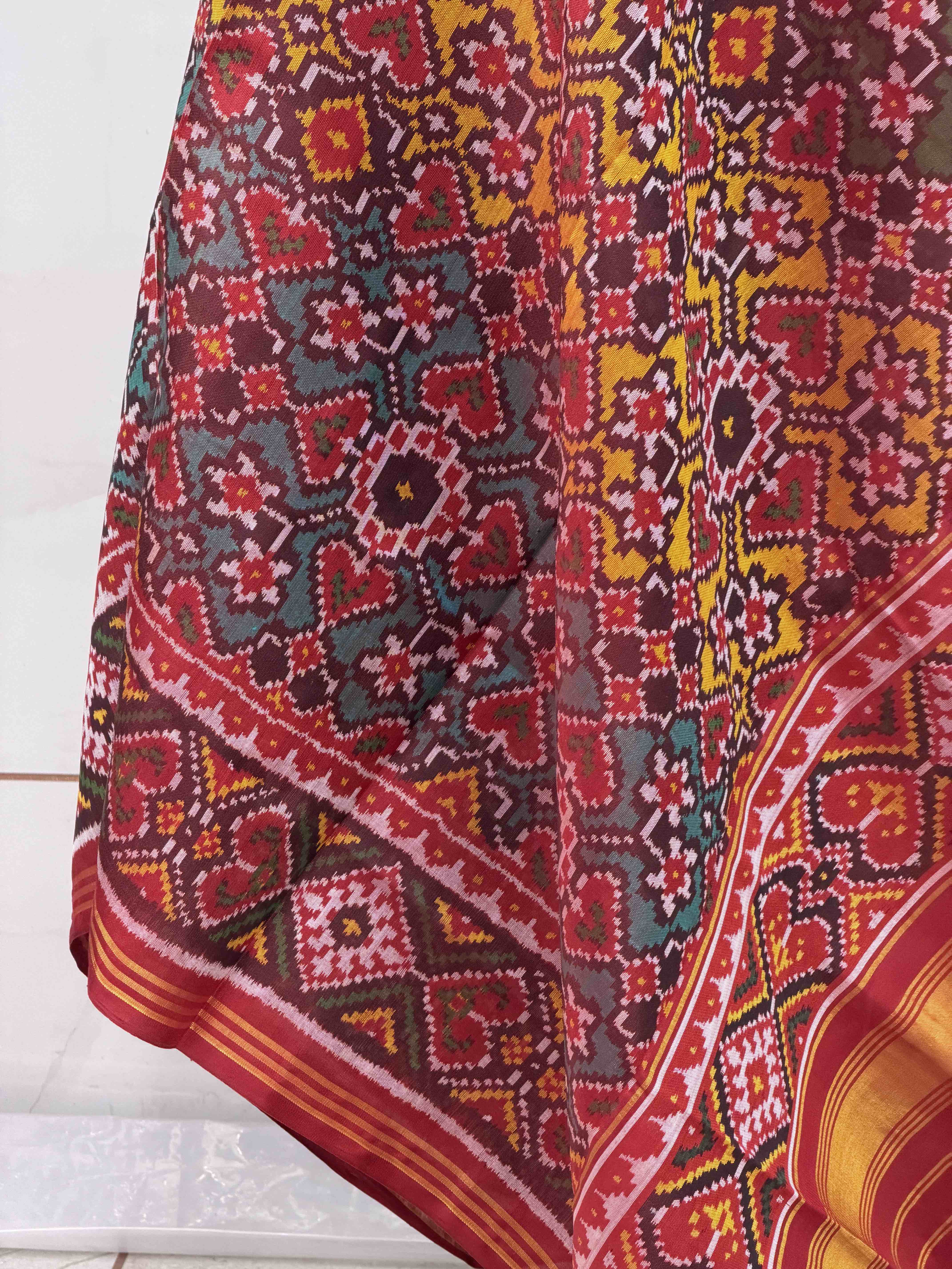 Maroon with multiple colour Manekchawk Design Dupatta