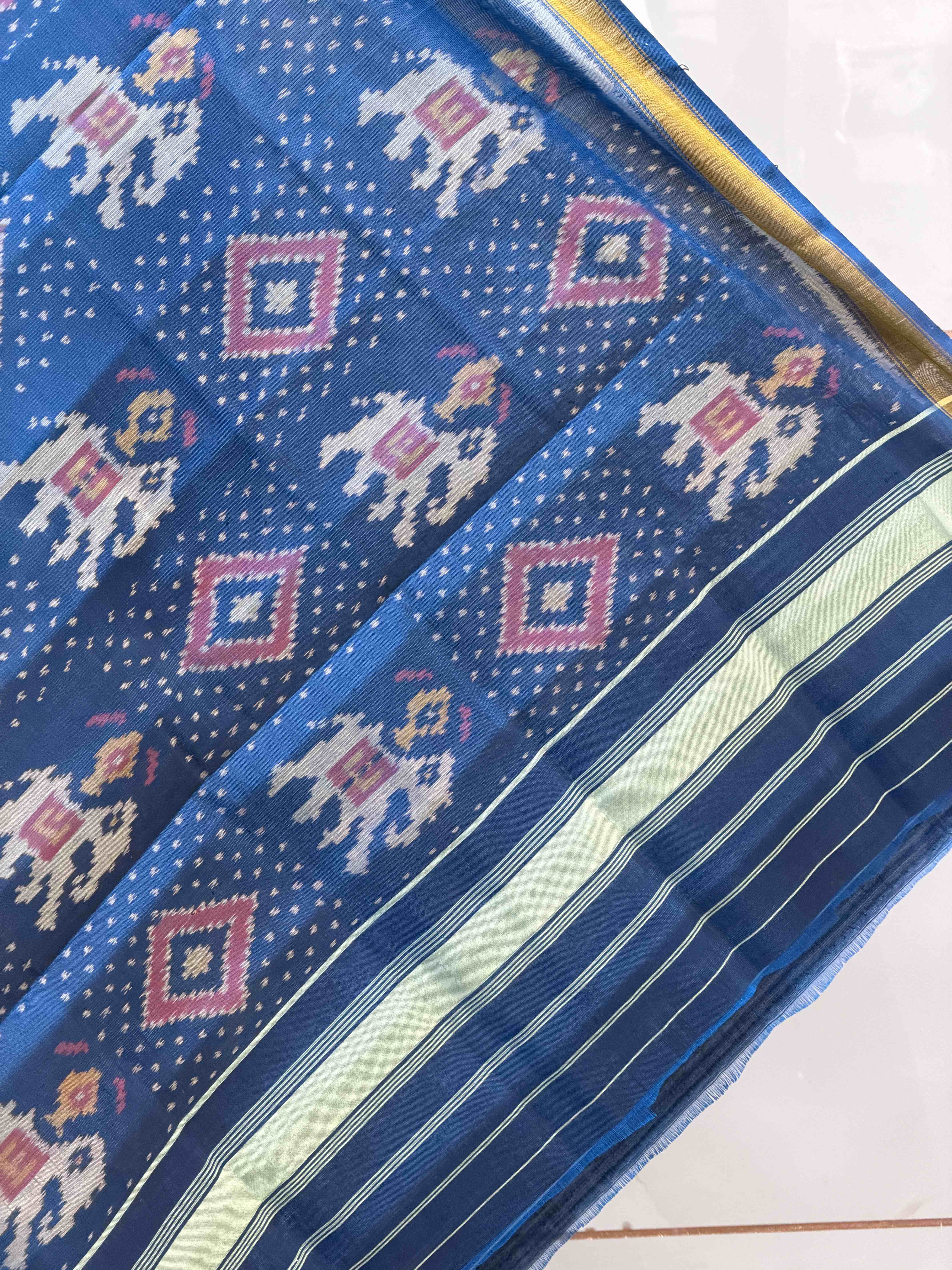 Small dupatta in turquoise Blue single ikat