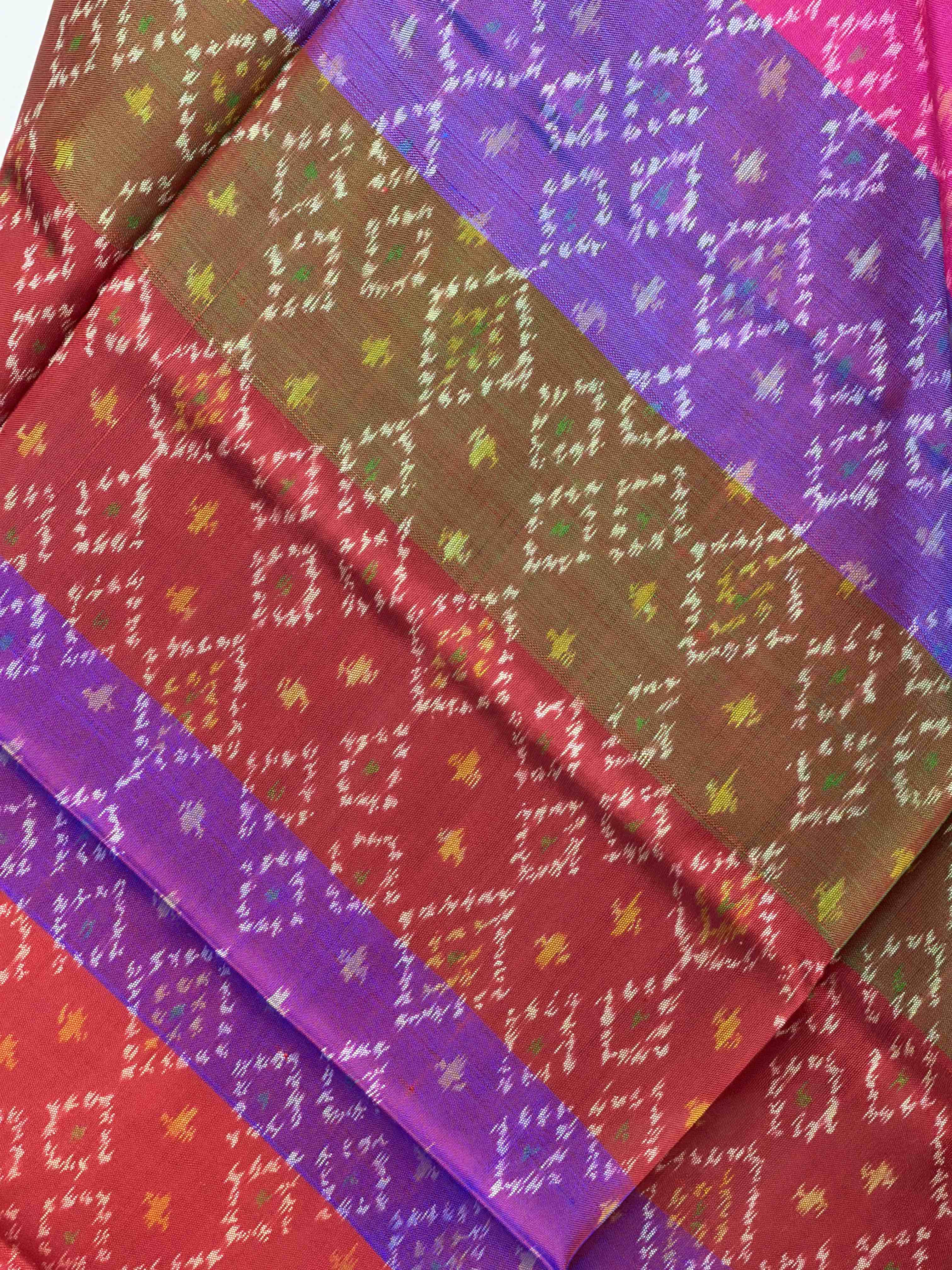 Small dupatta in multi stripe design single ikat woven