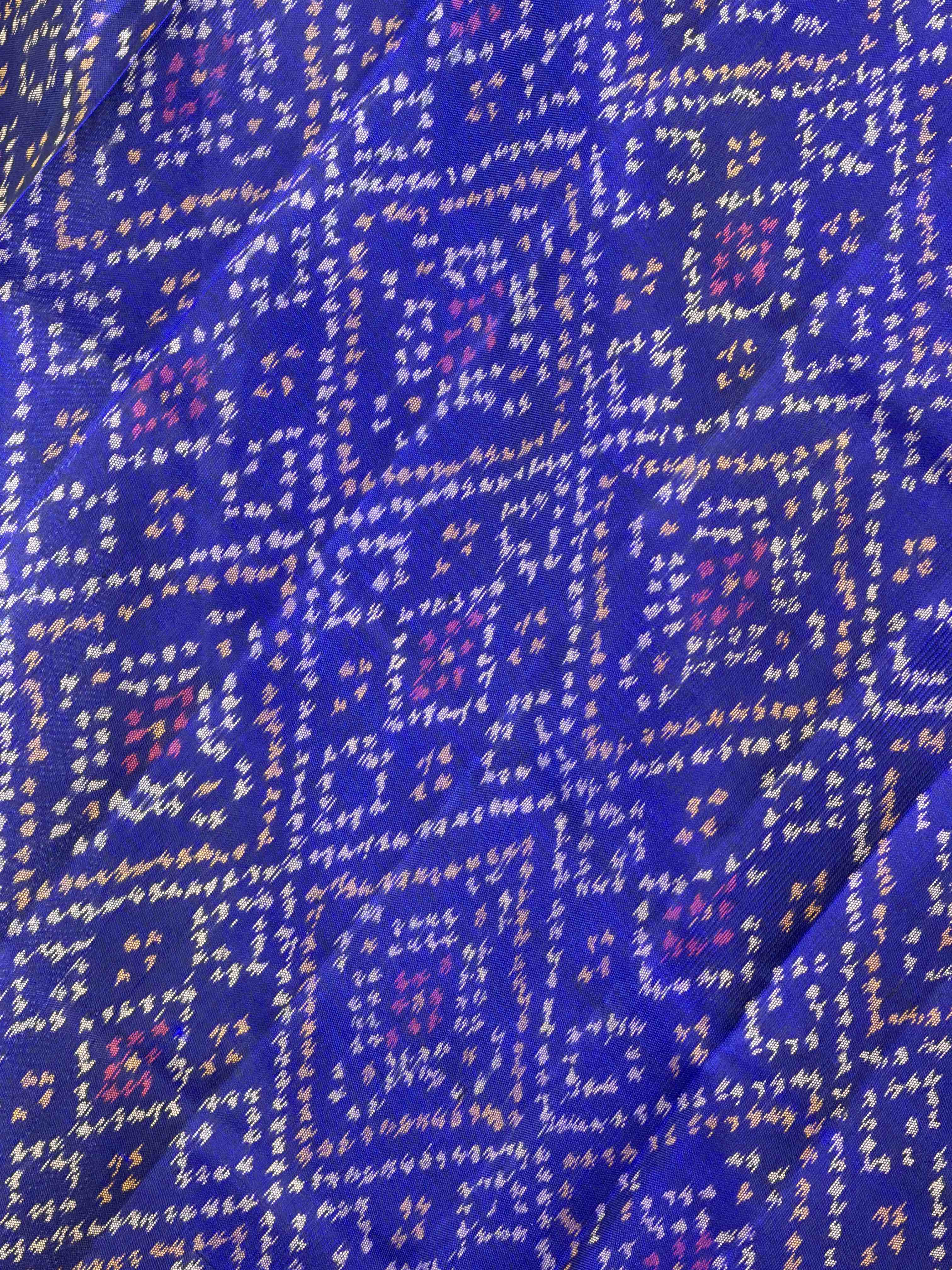 Small dupatta in blue shade bandhani design single ikat woven