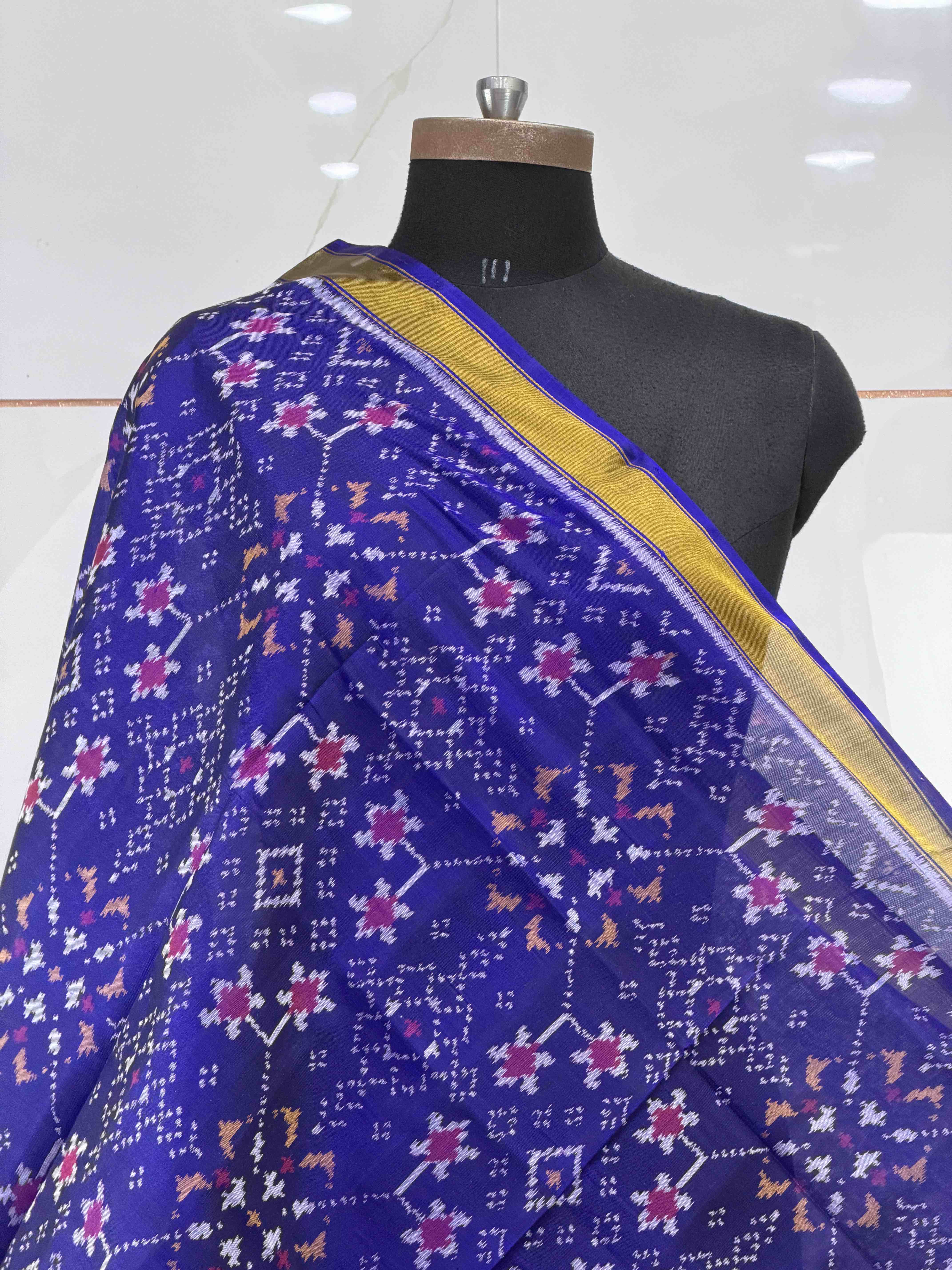 small dupatta in navaratan design blue shade