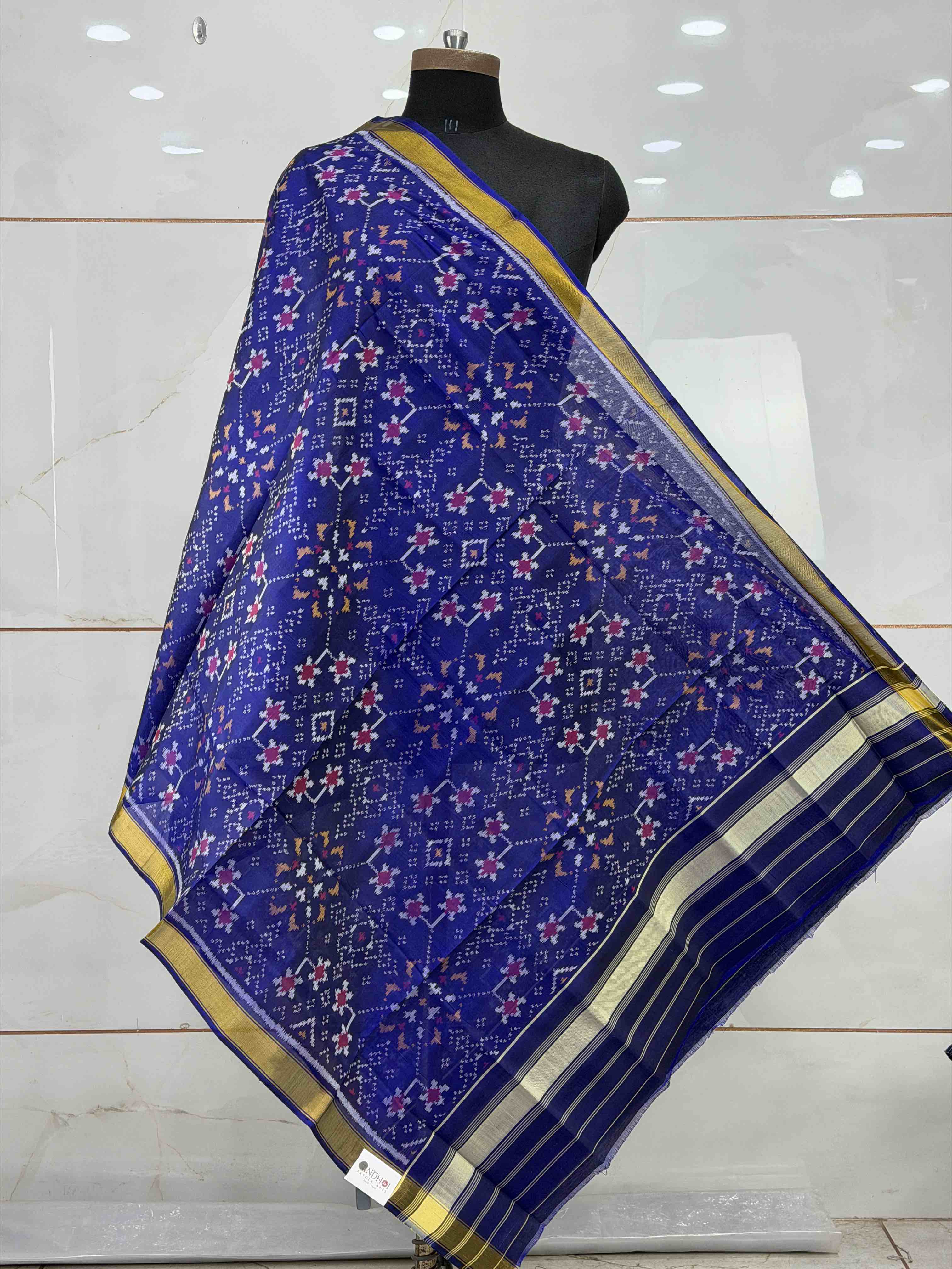 small dupatta in navaratan design blue shade