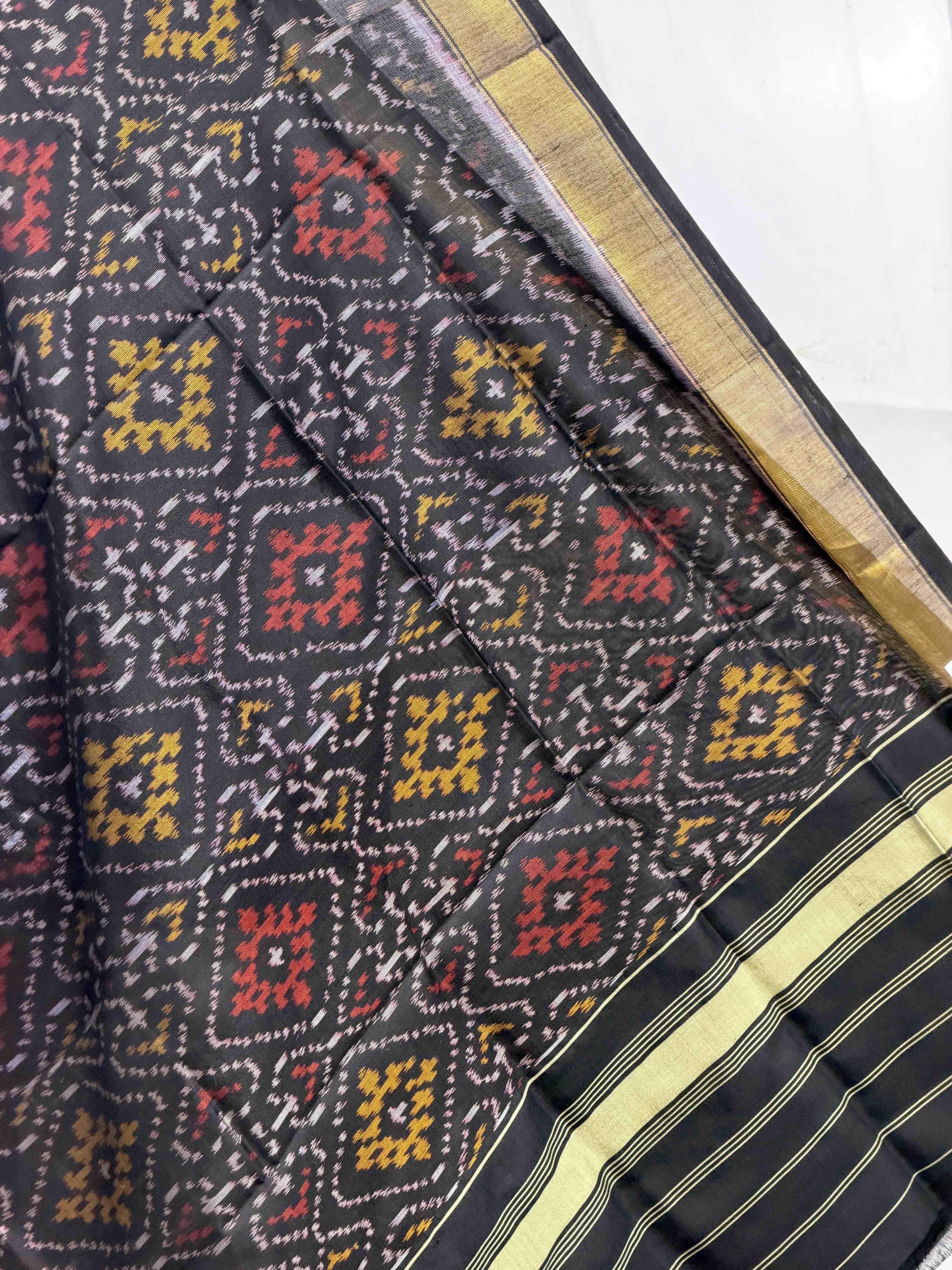 Small dupatta in black panchanda design single ikat