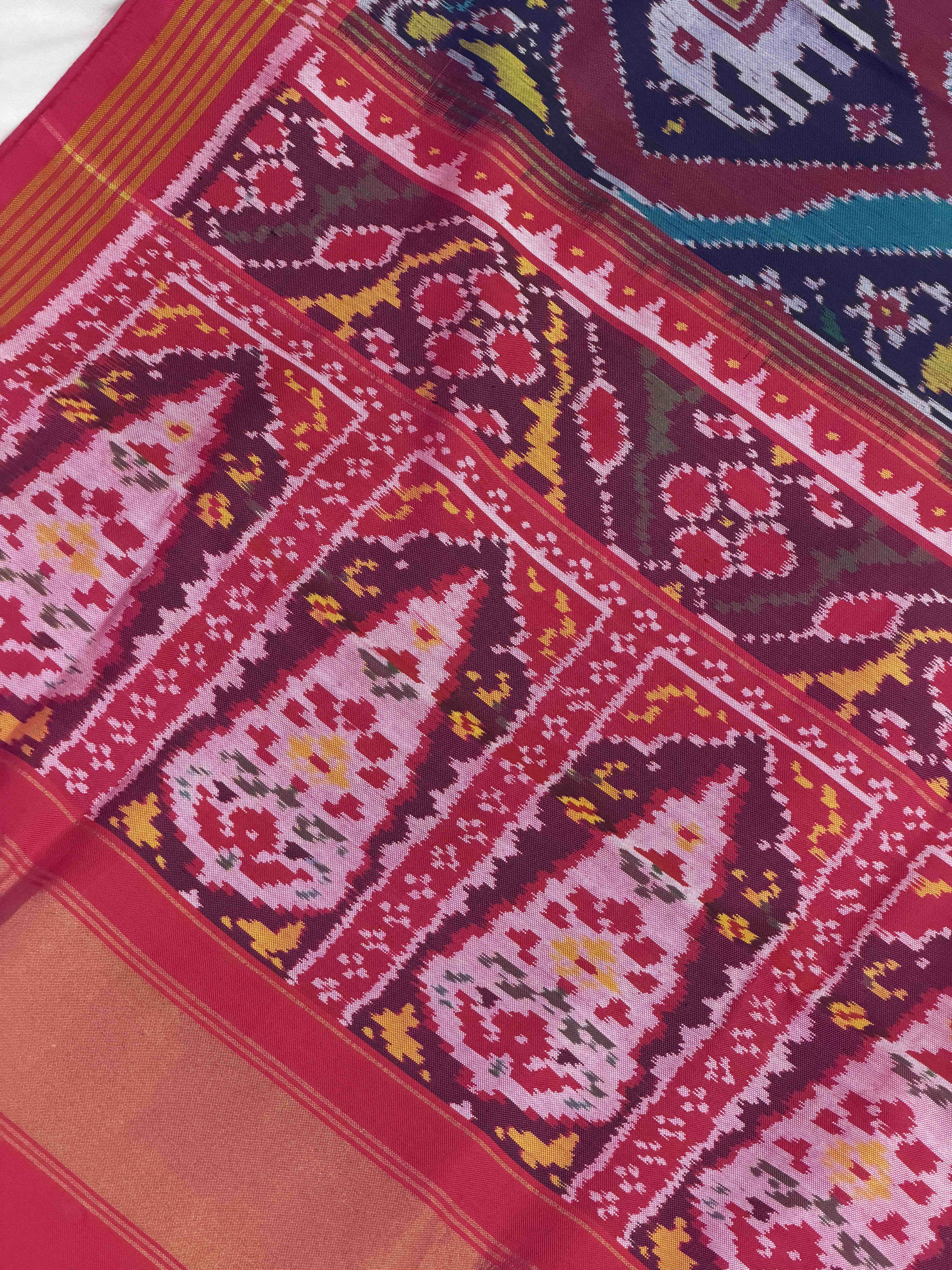 Pink with combination of multi shaded figure design single ikat