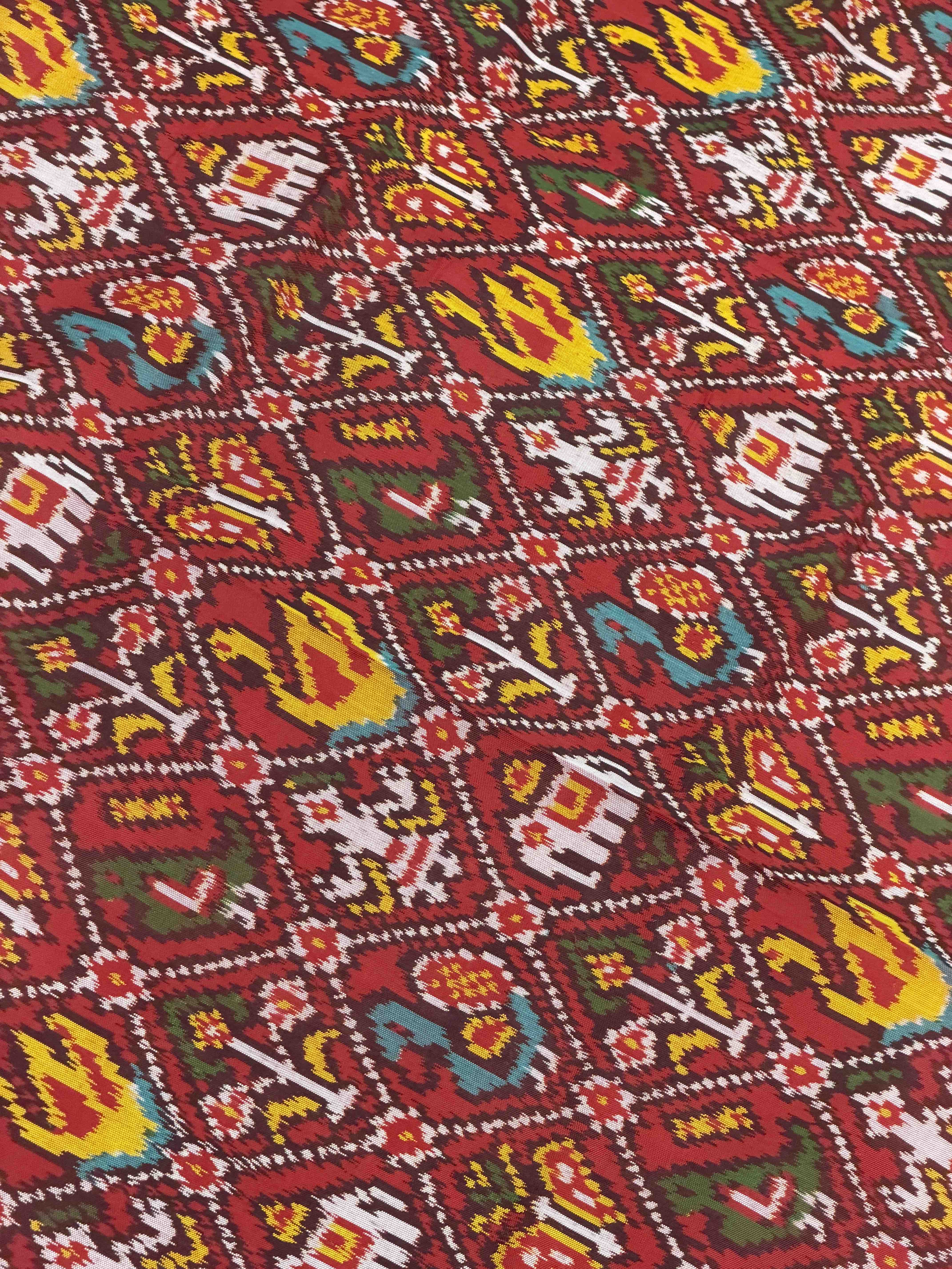 Red narikunjar Single Ikat Patola Saree