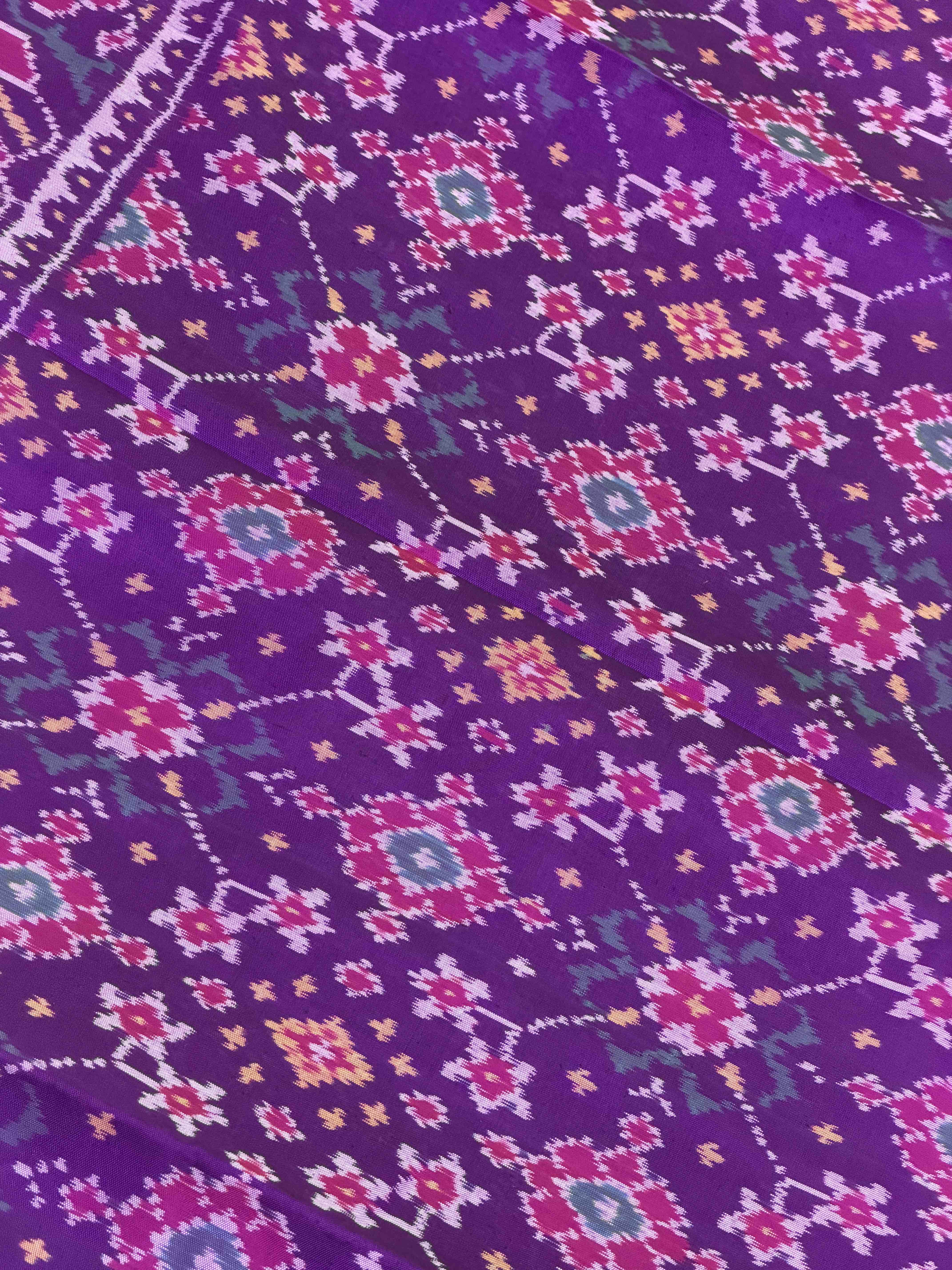 Purple Narikunj Single Ikat Patola Saree