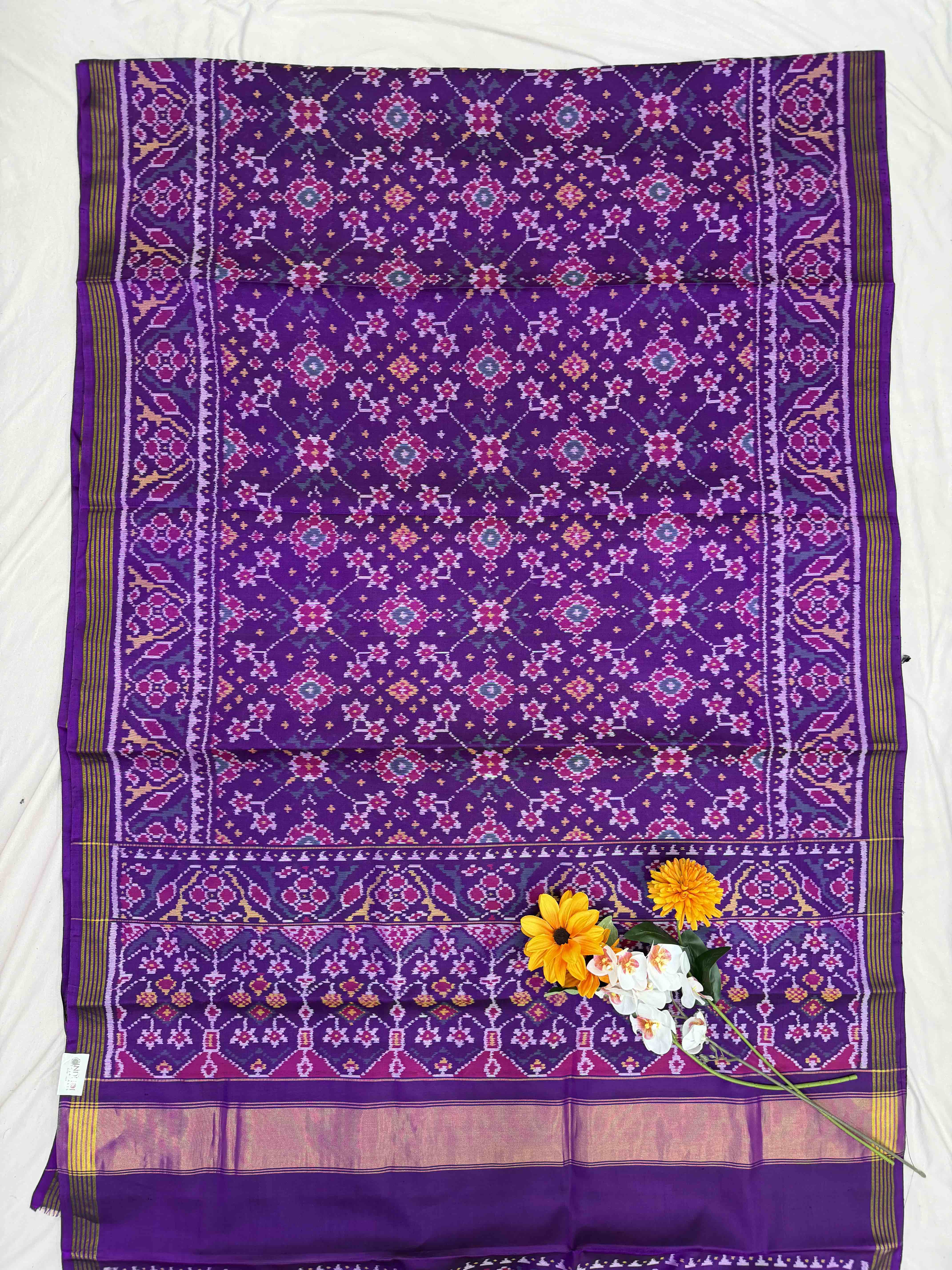 Purple Narikunj Single Ikat Patola Saree