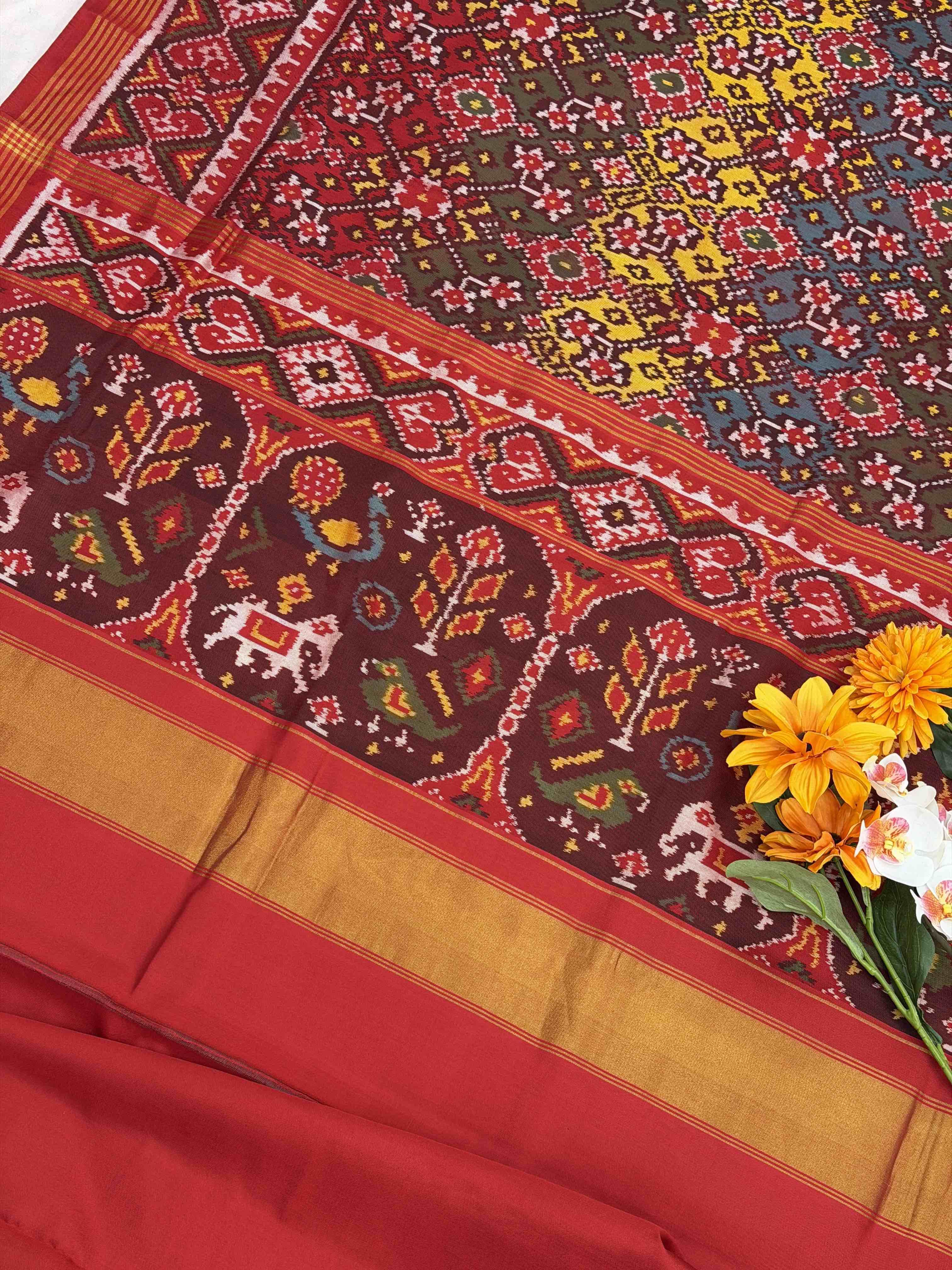Red & Multi colour Navaratn Patola saree