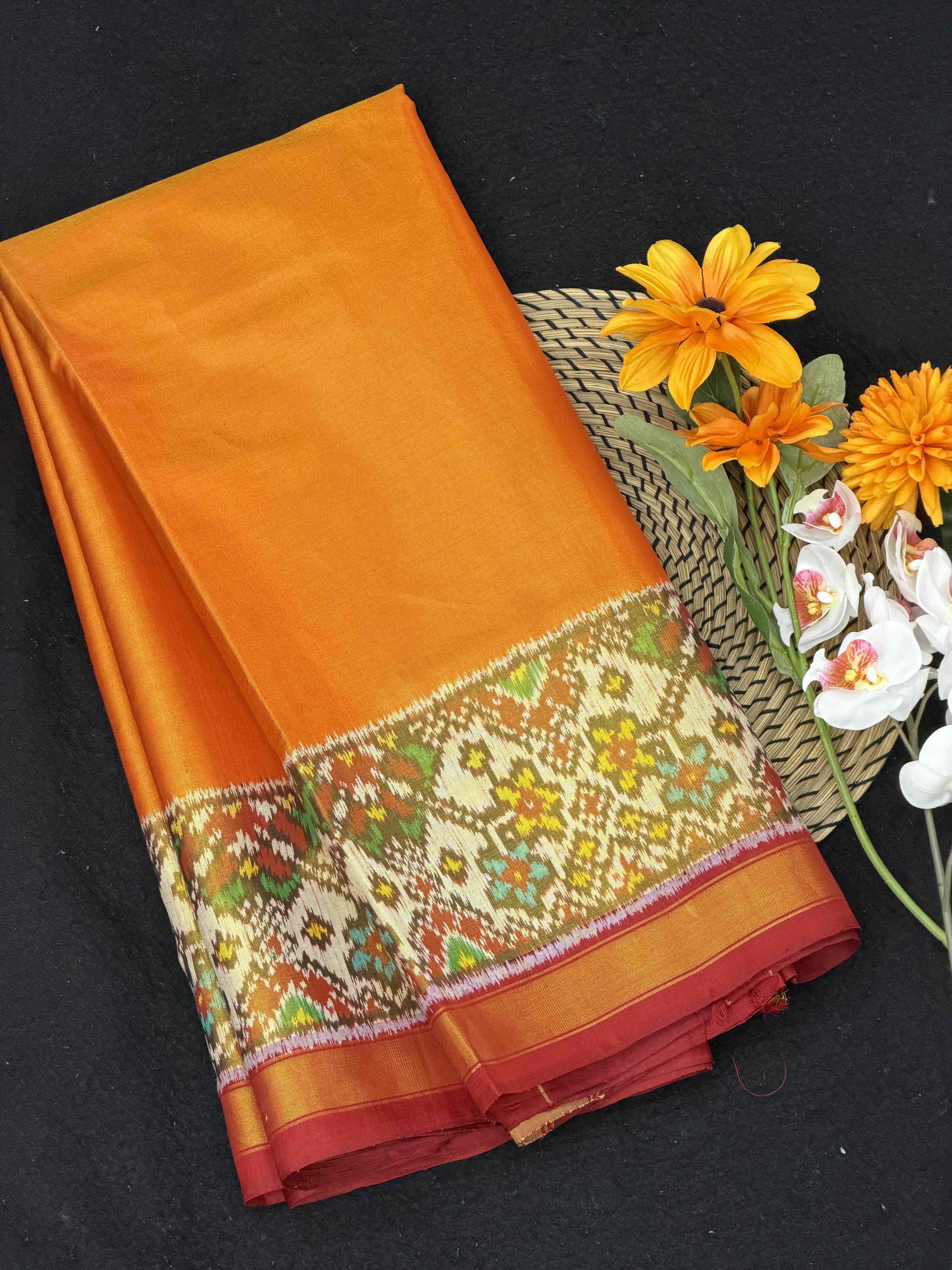 Tissue Patola saree in Plain with border