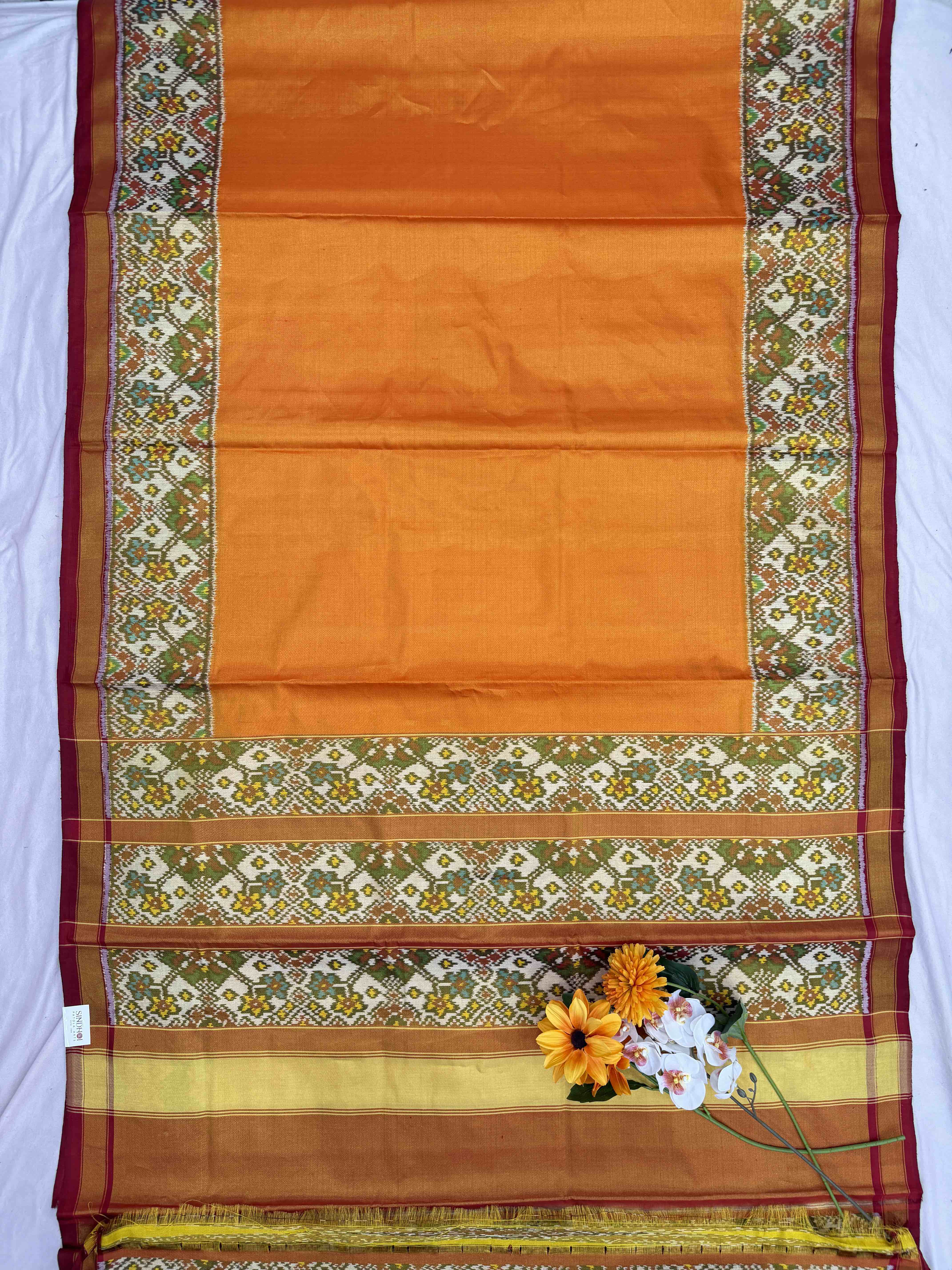 Tissue Patola saree in Plain with border