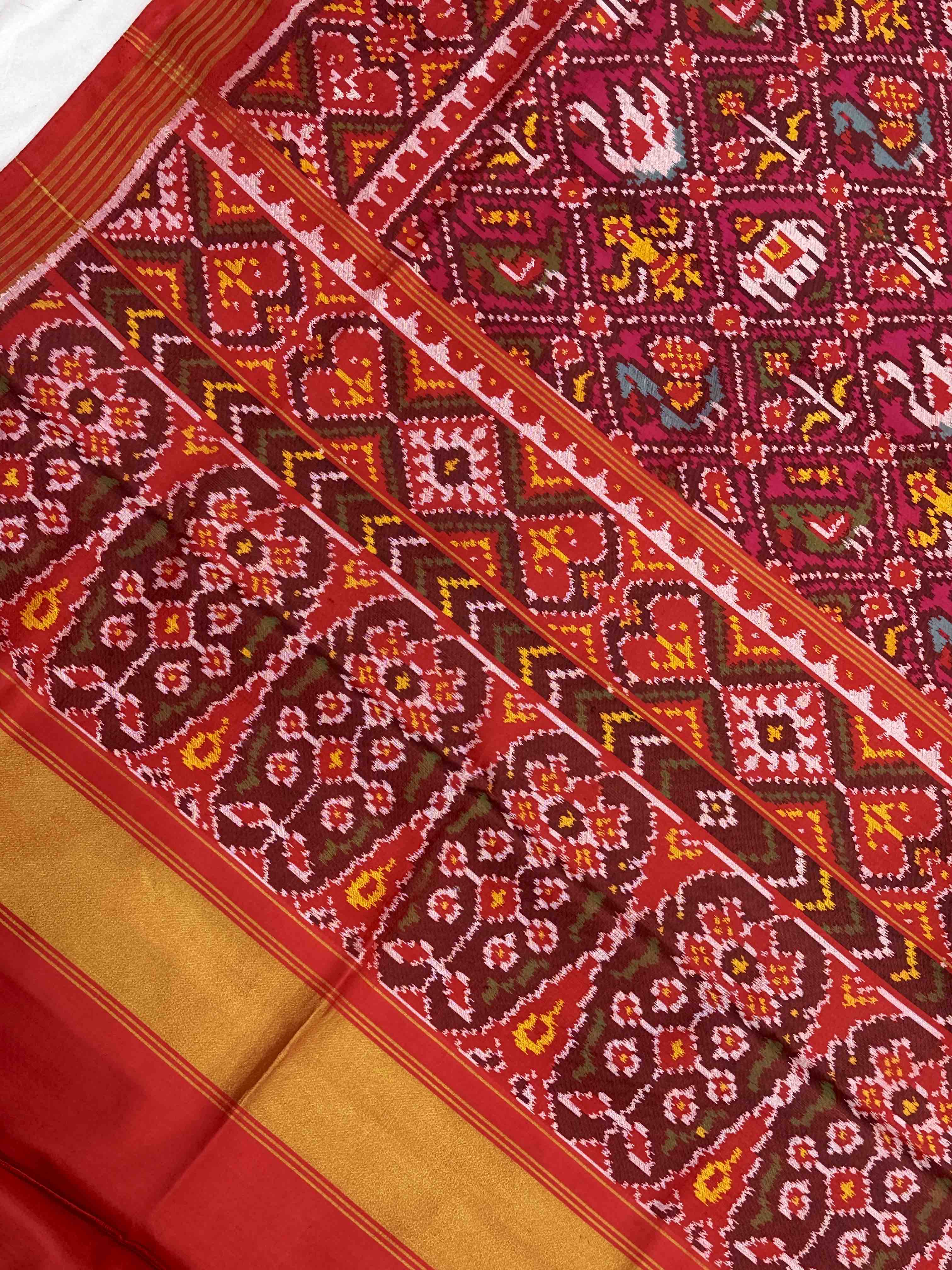 Red & Pink narikunj Patola Saree