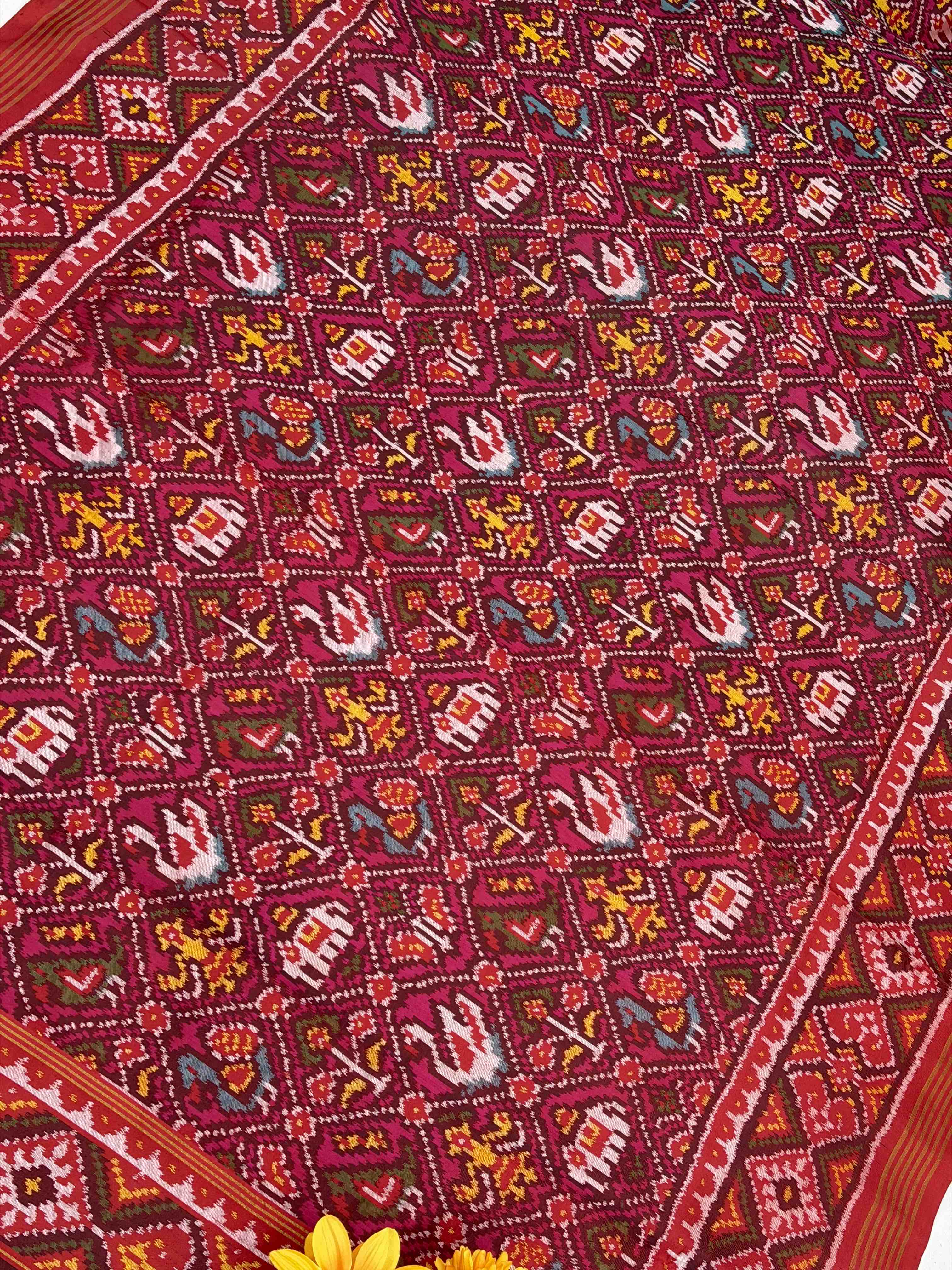 Red & Pink narikunj Patola Saree