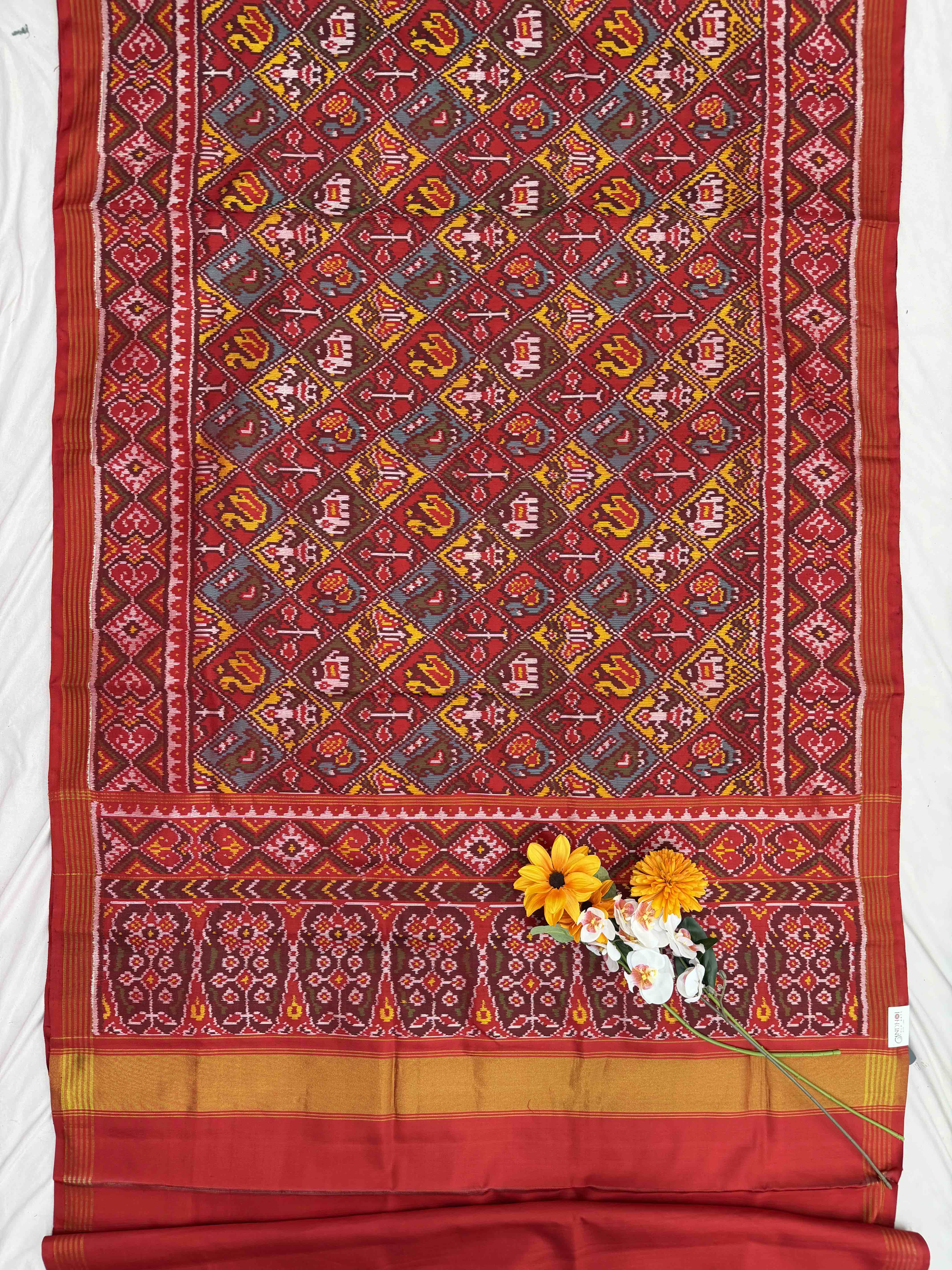 Red & Multi Narikunj Patola Saree