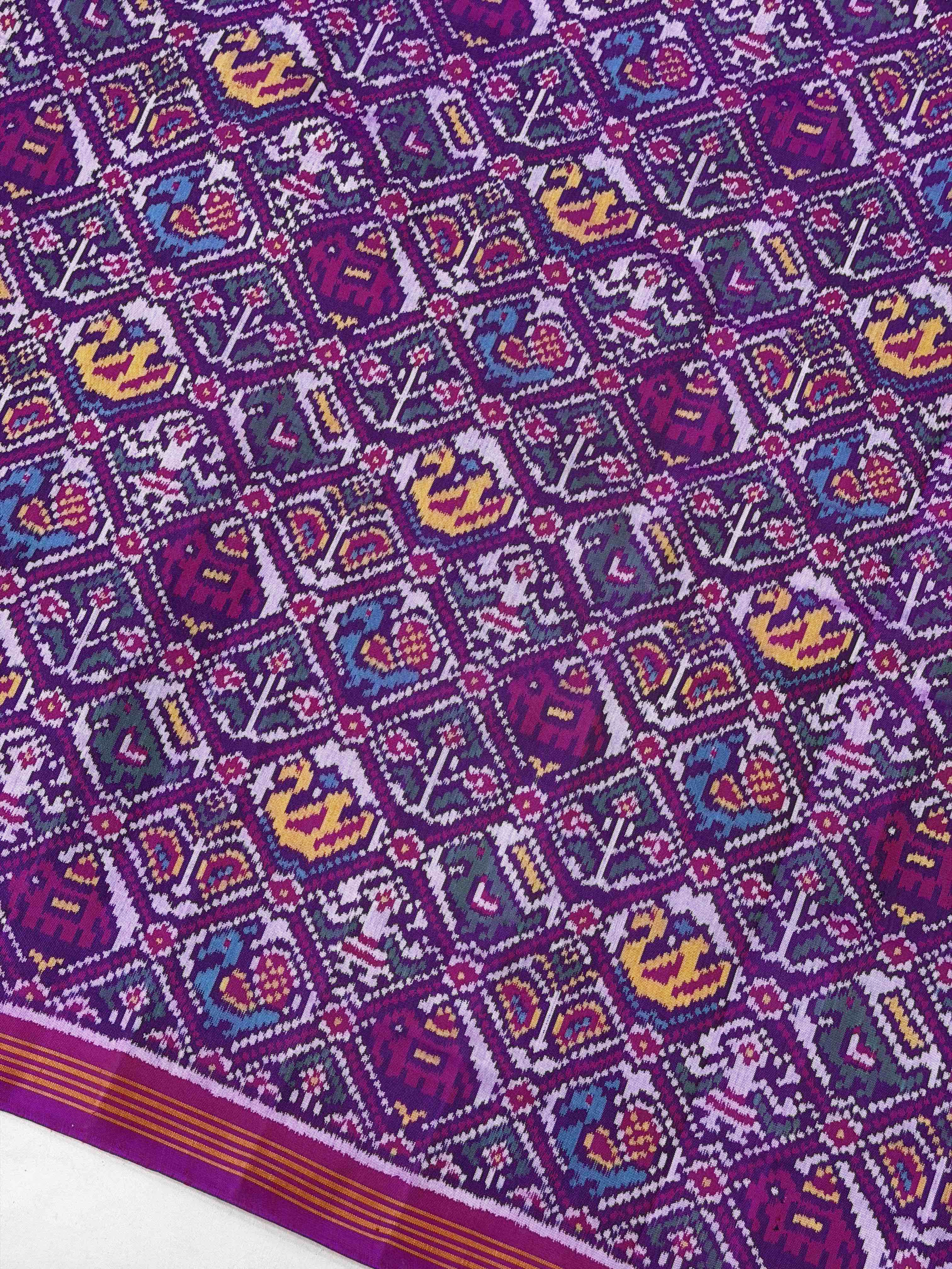 Purple & Purplish white Narikunj Patola