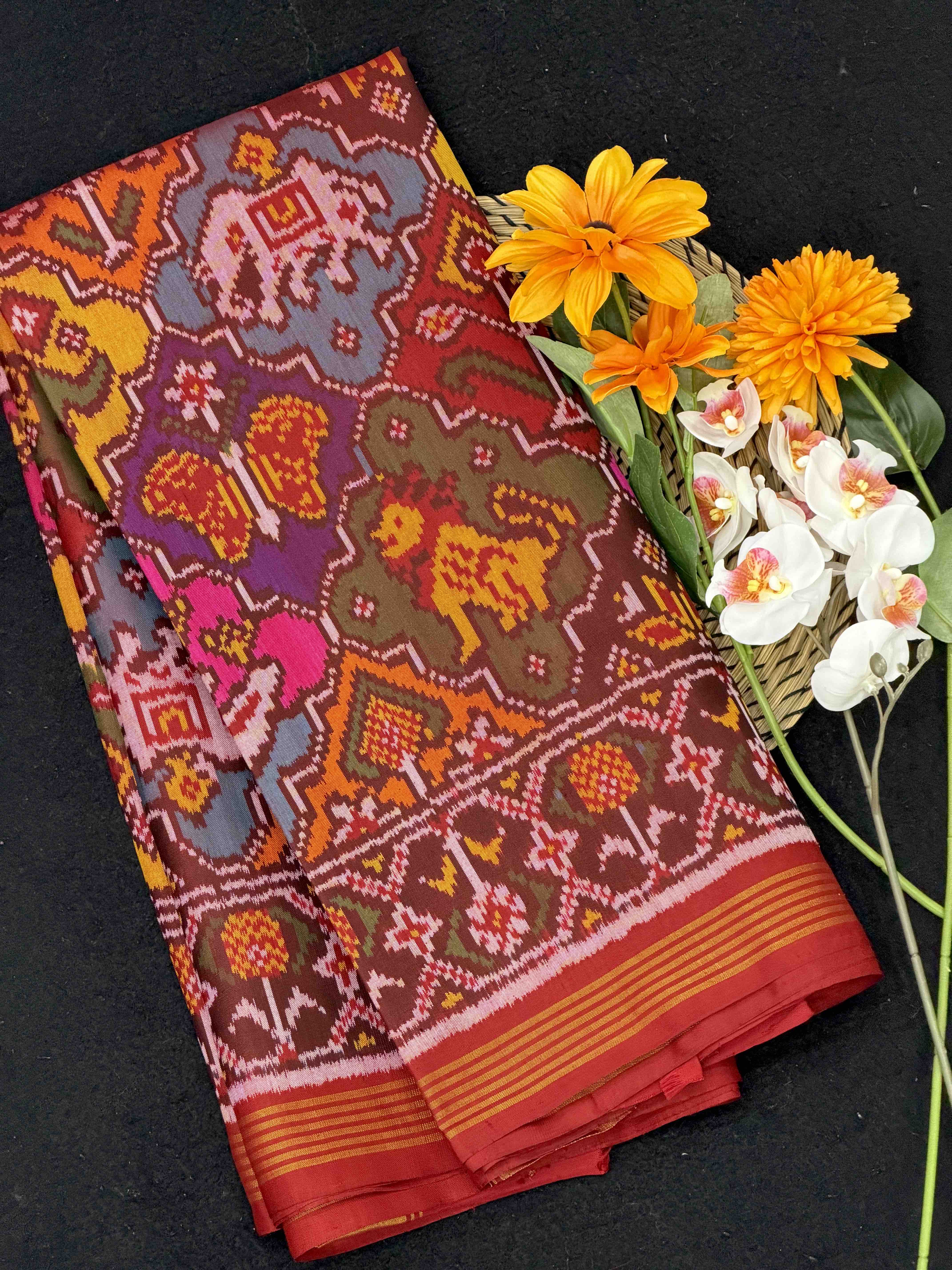 Maroon with multi figure & multi colour Patola Saree