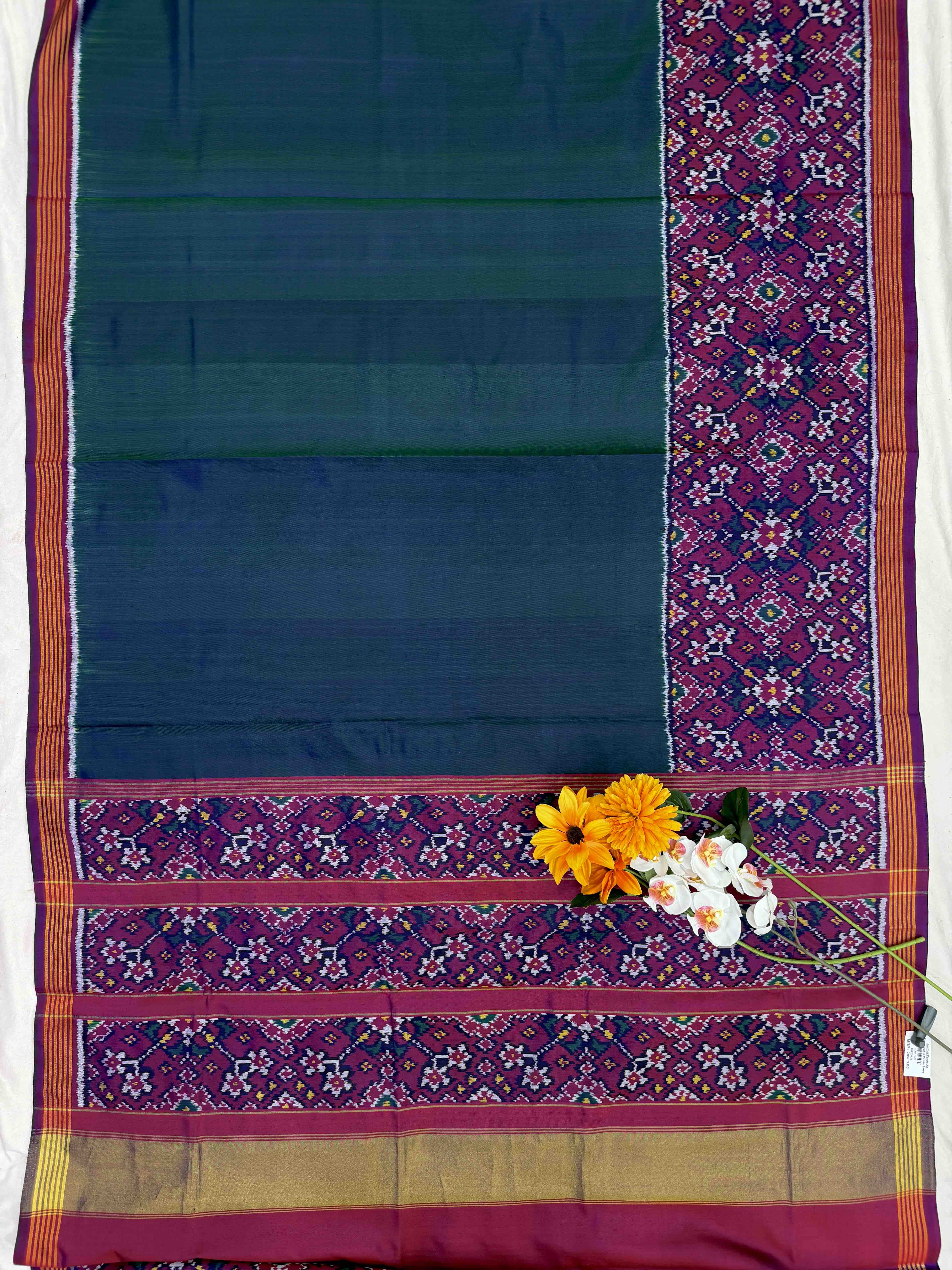 Purple & Sea Green skirt border Patola Saree