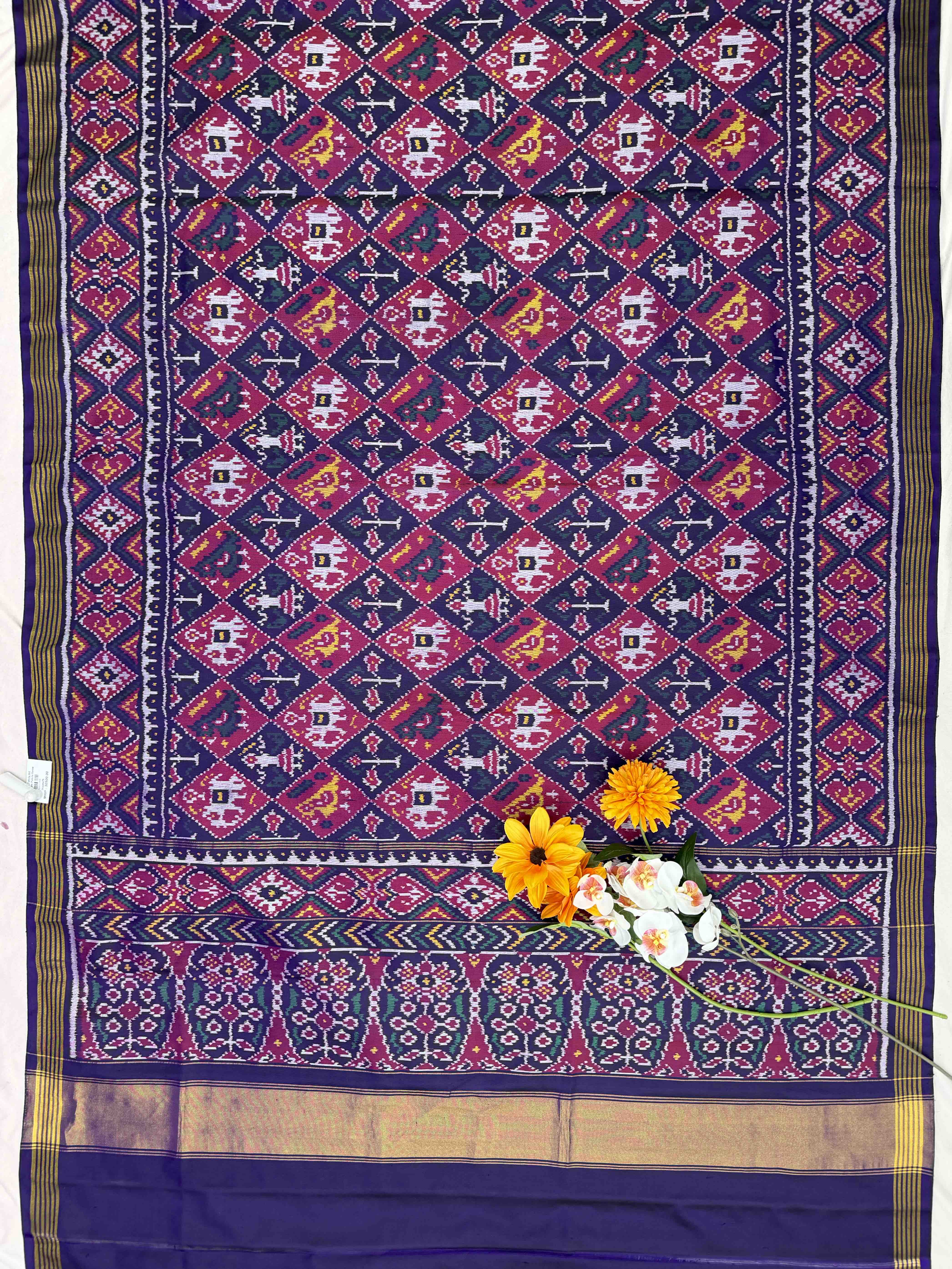 Purple Narikunj Patola Saree in single ikat