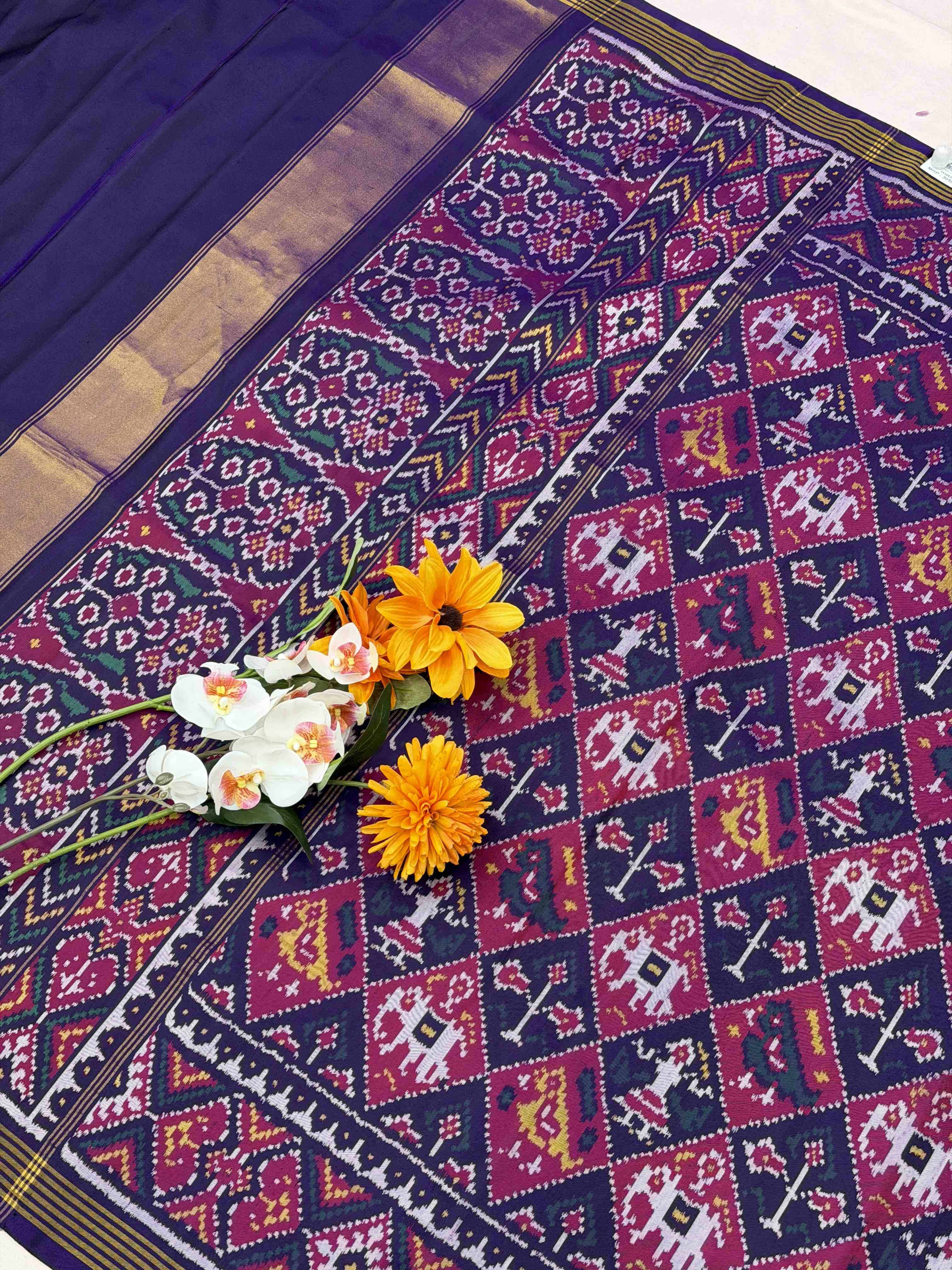 Purple Narikunj Patola Saree in single ikat