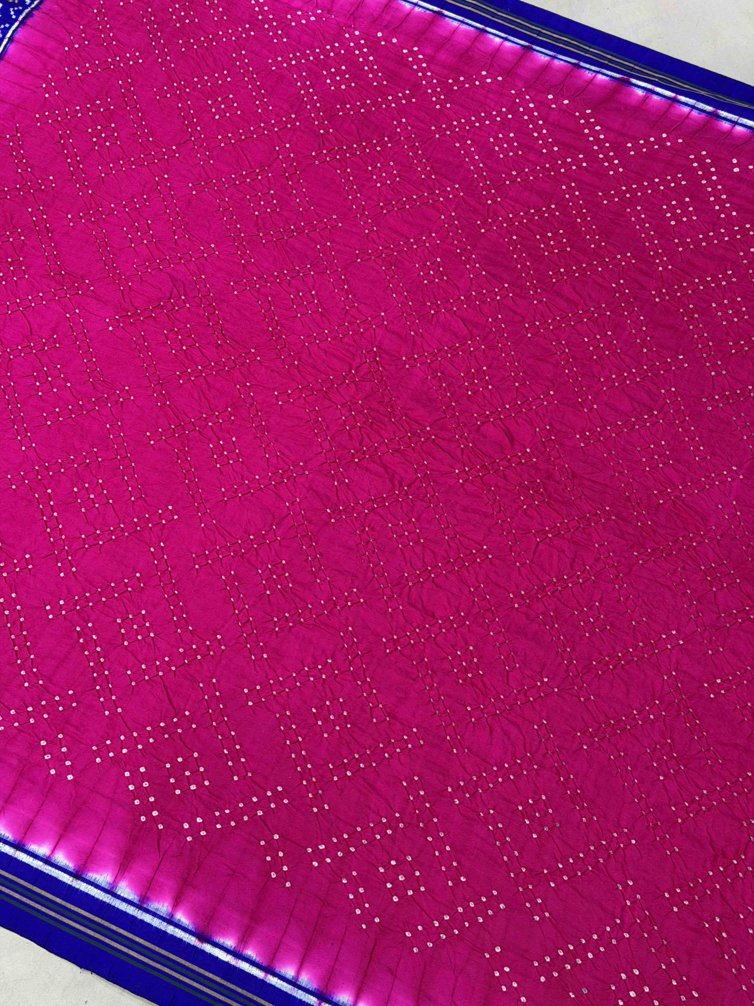 Blue & Pink Navratan Pallu Blouse Patan Patola Bandhani saree