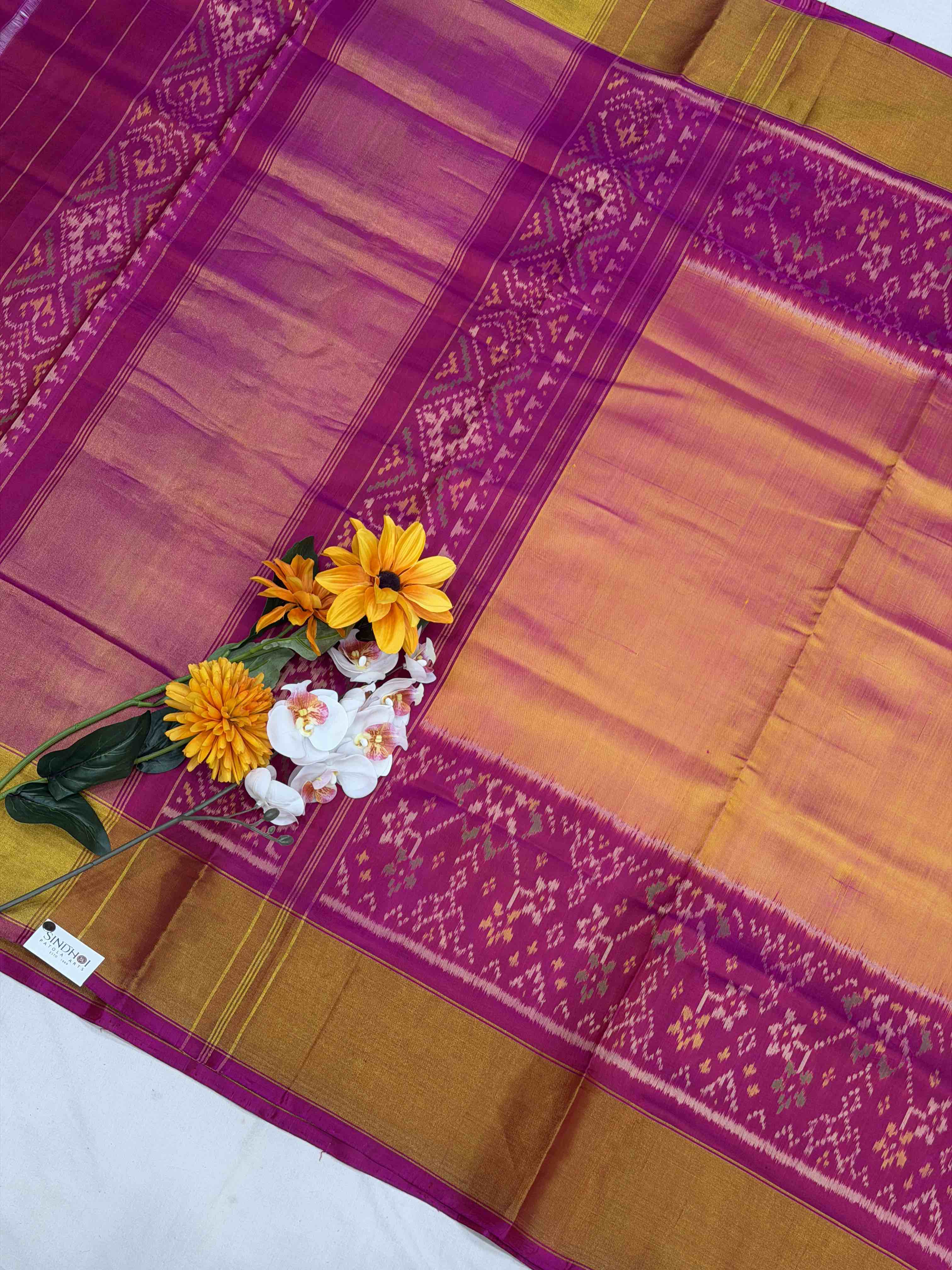 Pink & peach shaded Rajkoti Patola Sarees