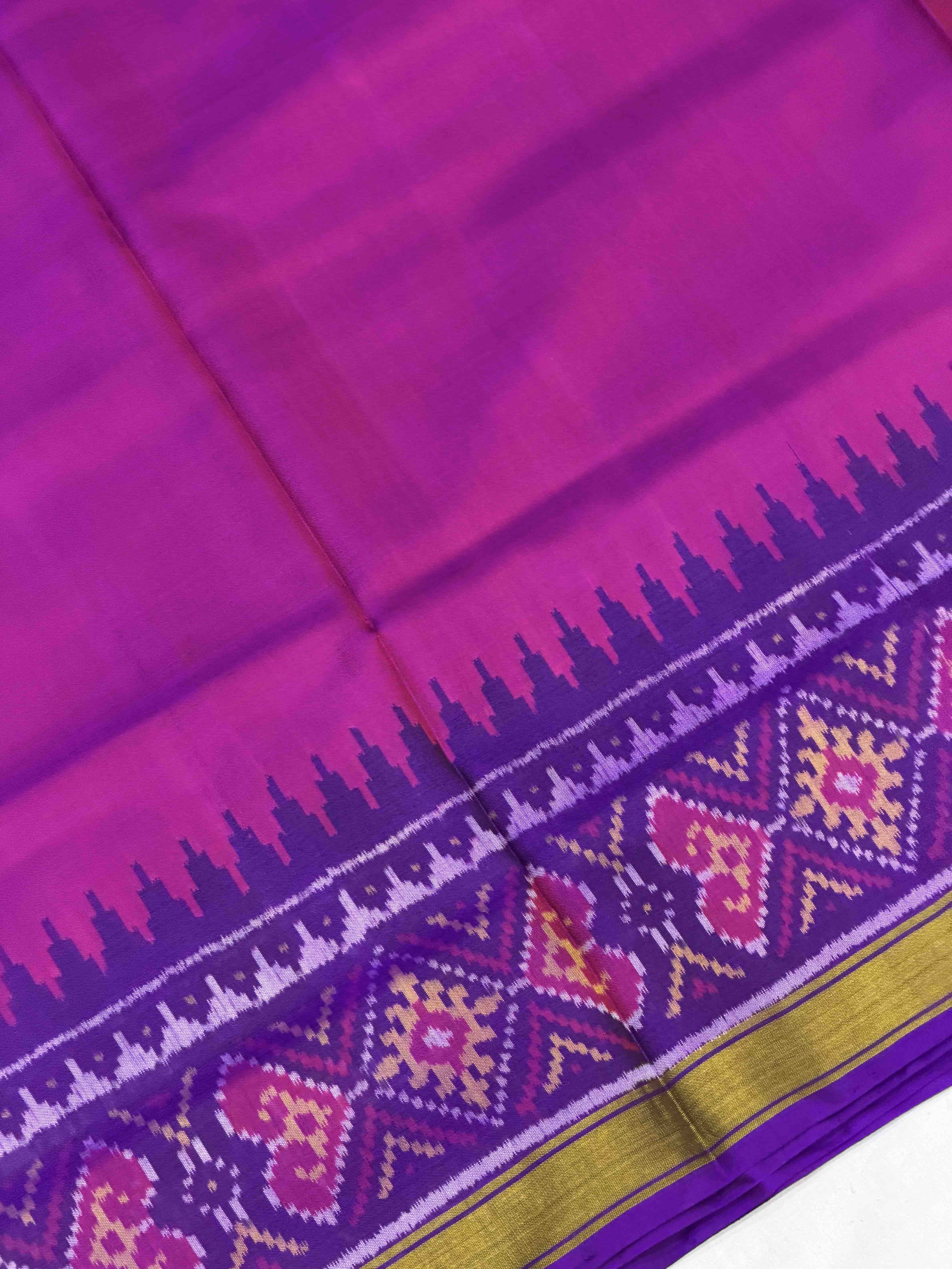 Purple & Pink plain Rajkoti Patola Saree