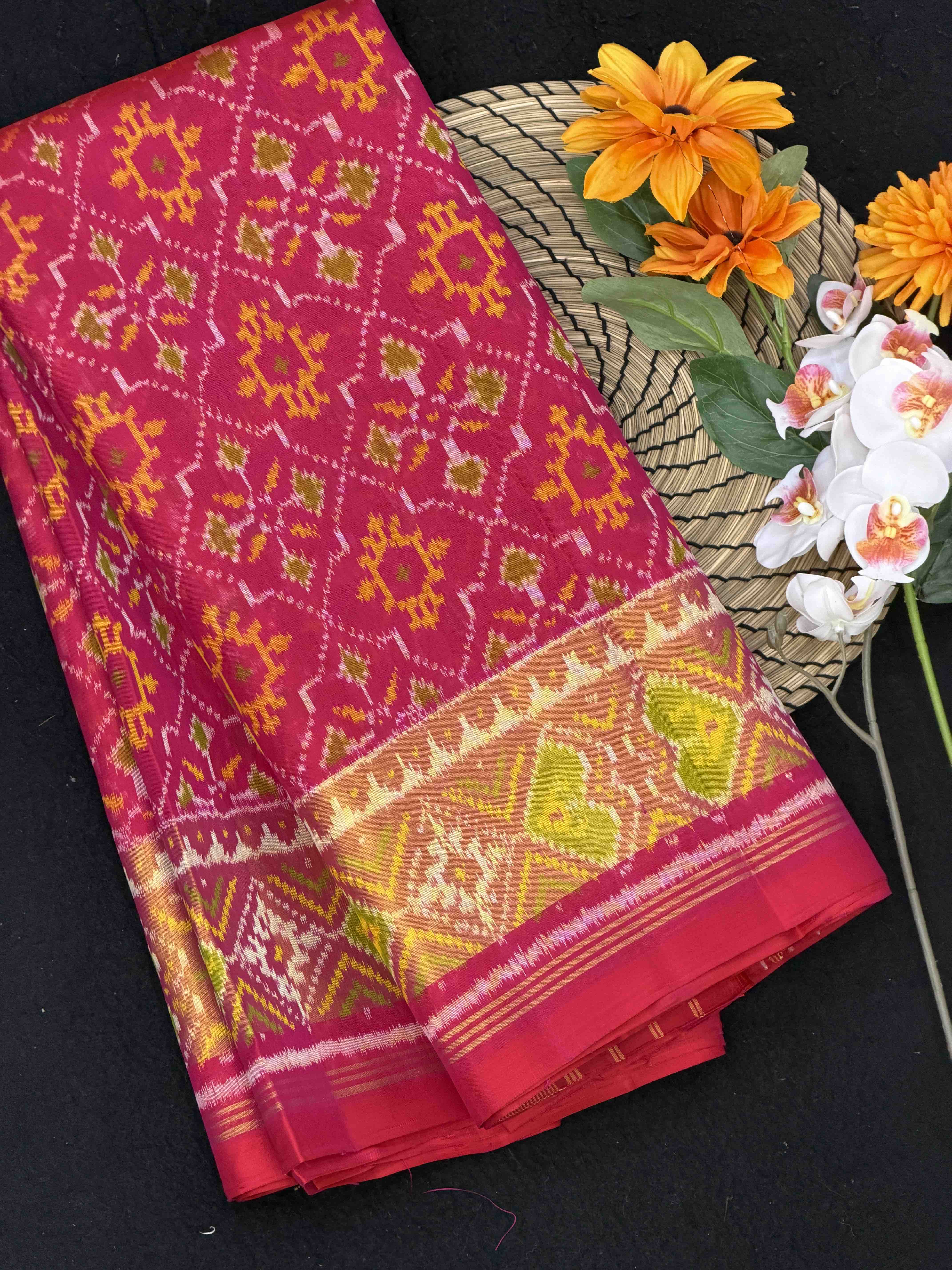 Pink & fusion of Panchanda Rani pink rajkoti Patola Saree