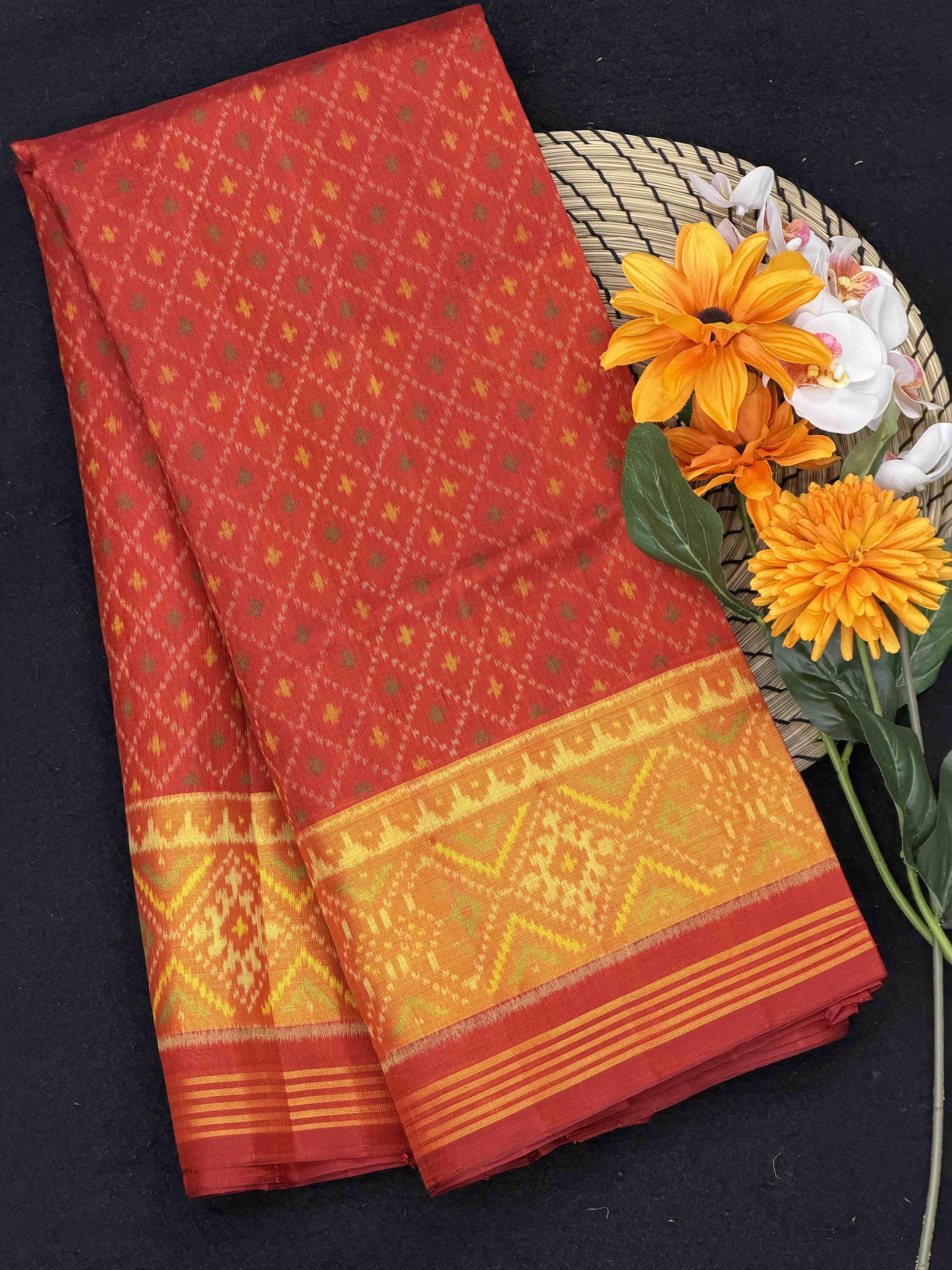 Red & Brick red Daliyabhat Rajkoti Patola Saree