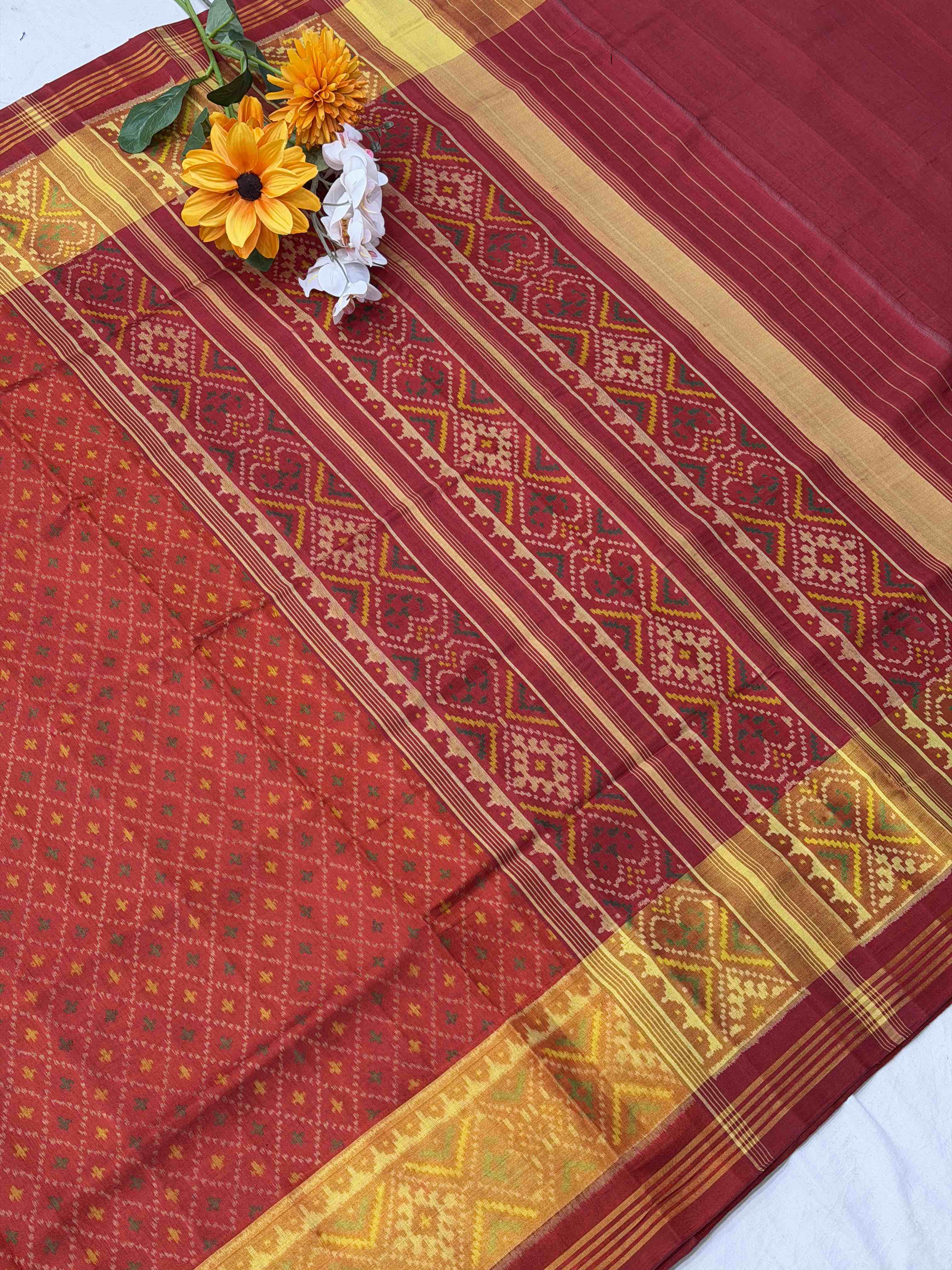 Red & Brick red Daliyabhat Rajkoti Patola Saree