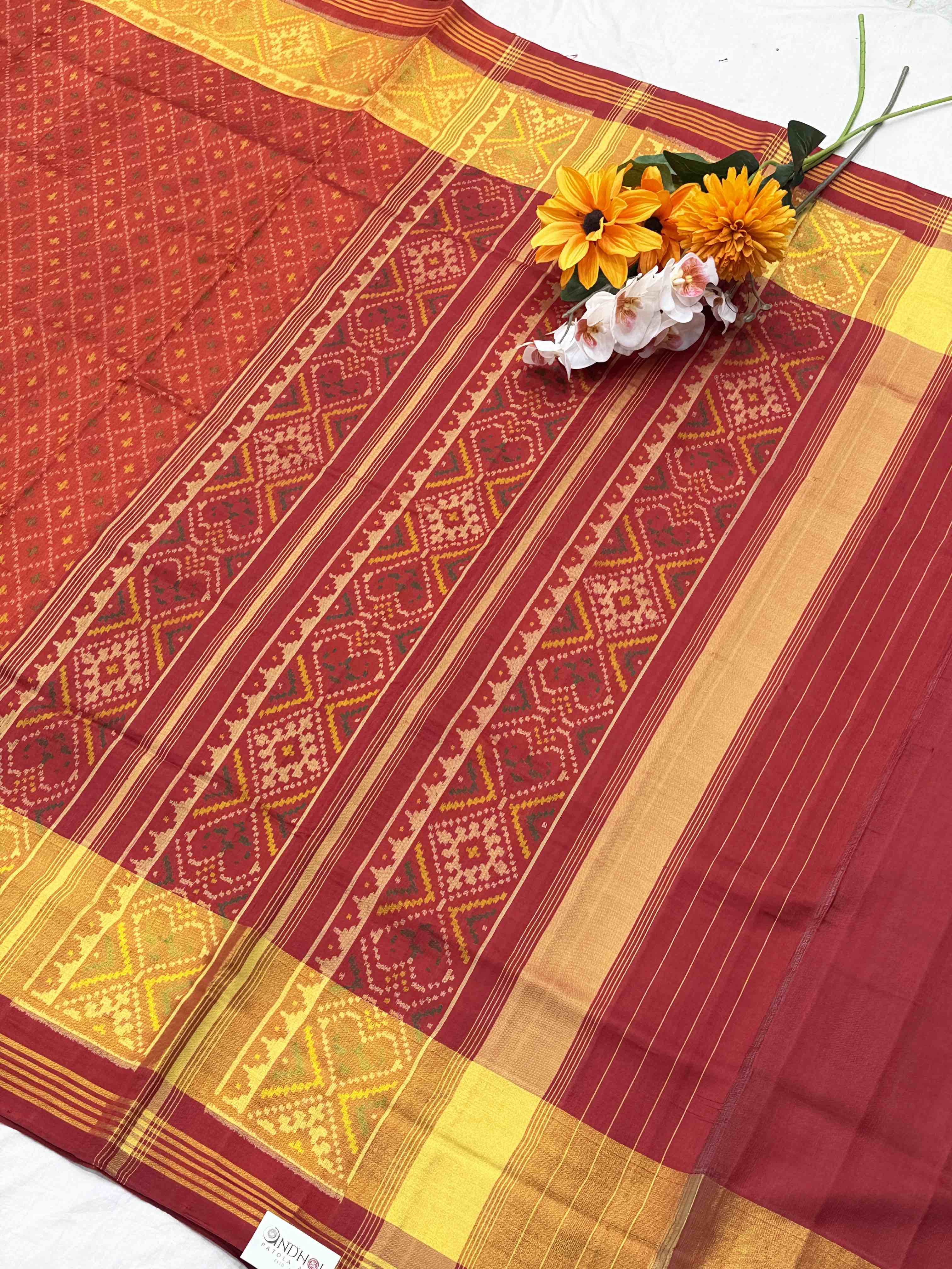Red & Brick red Daliyabhat Rajkoti Patola Saree