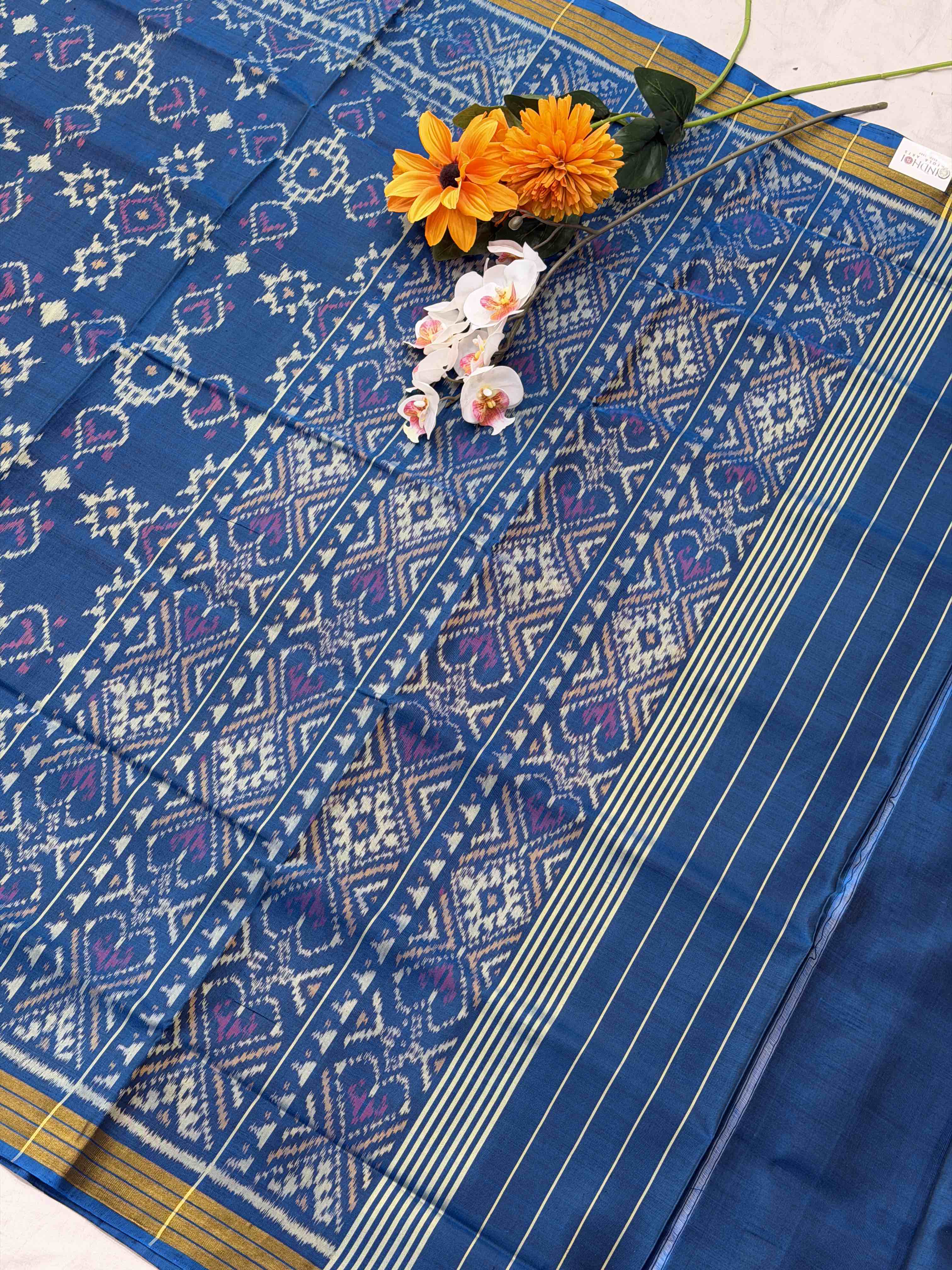 Turquoise Manekbhat Rajkoti Patola Saree