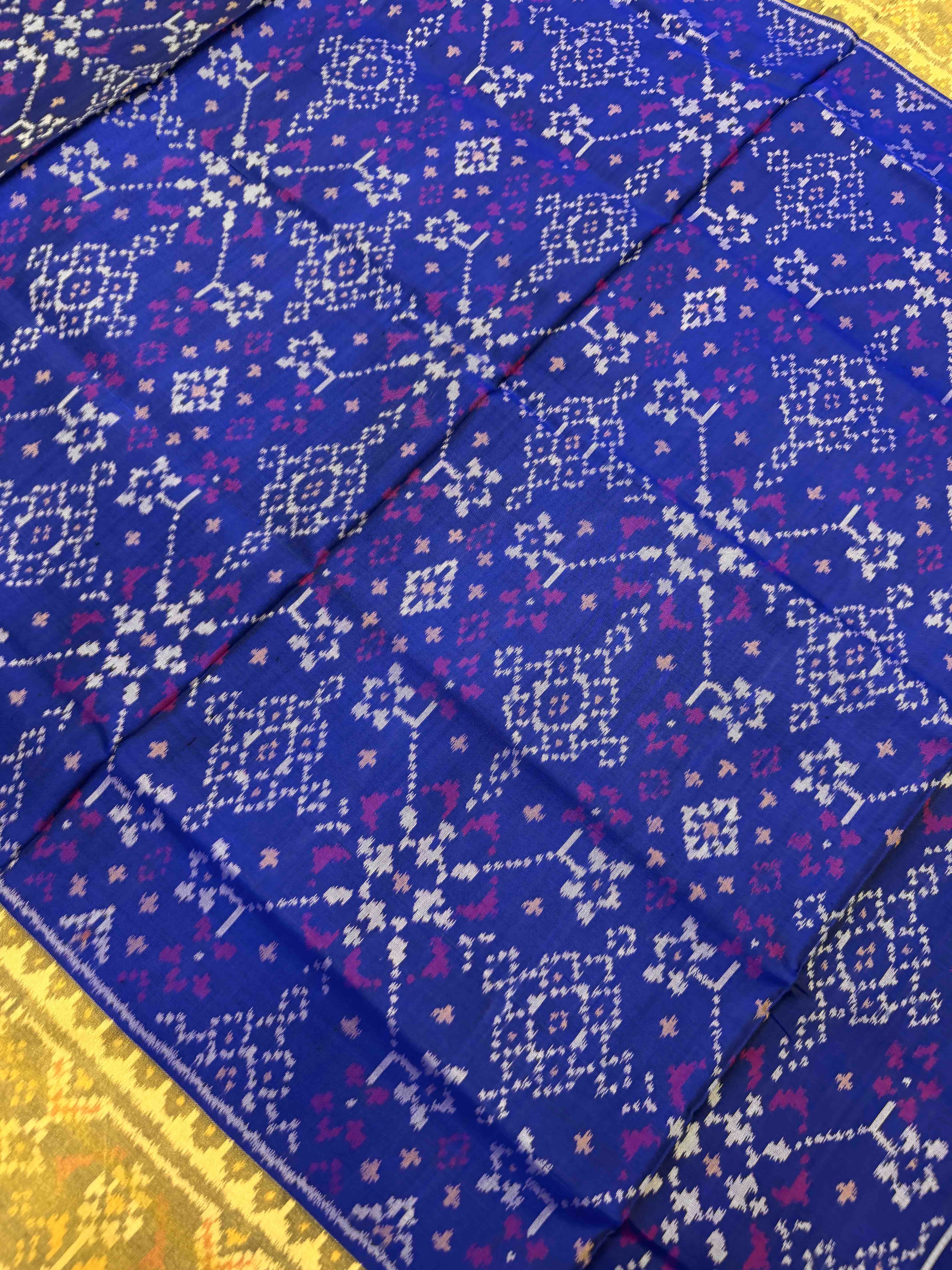 Blue Navaratan Tissue border Patola Saree