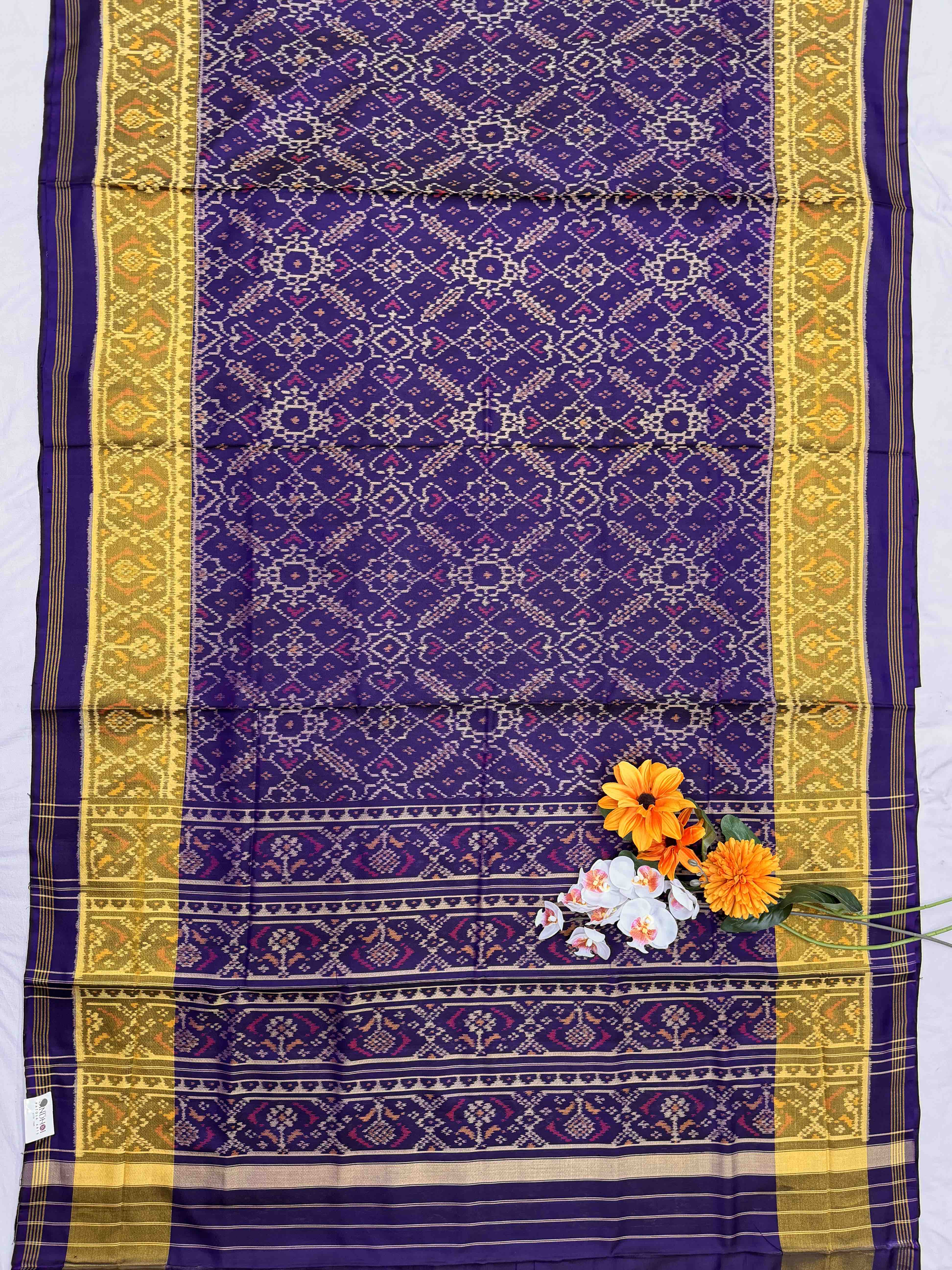 Purple Manekchawk tissue border rajkot Patola Saree