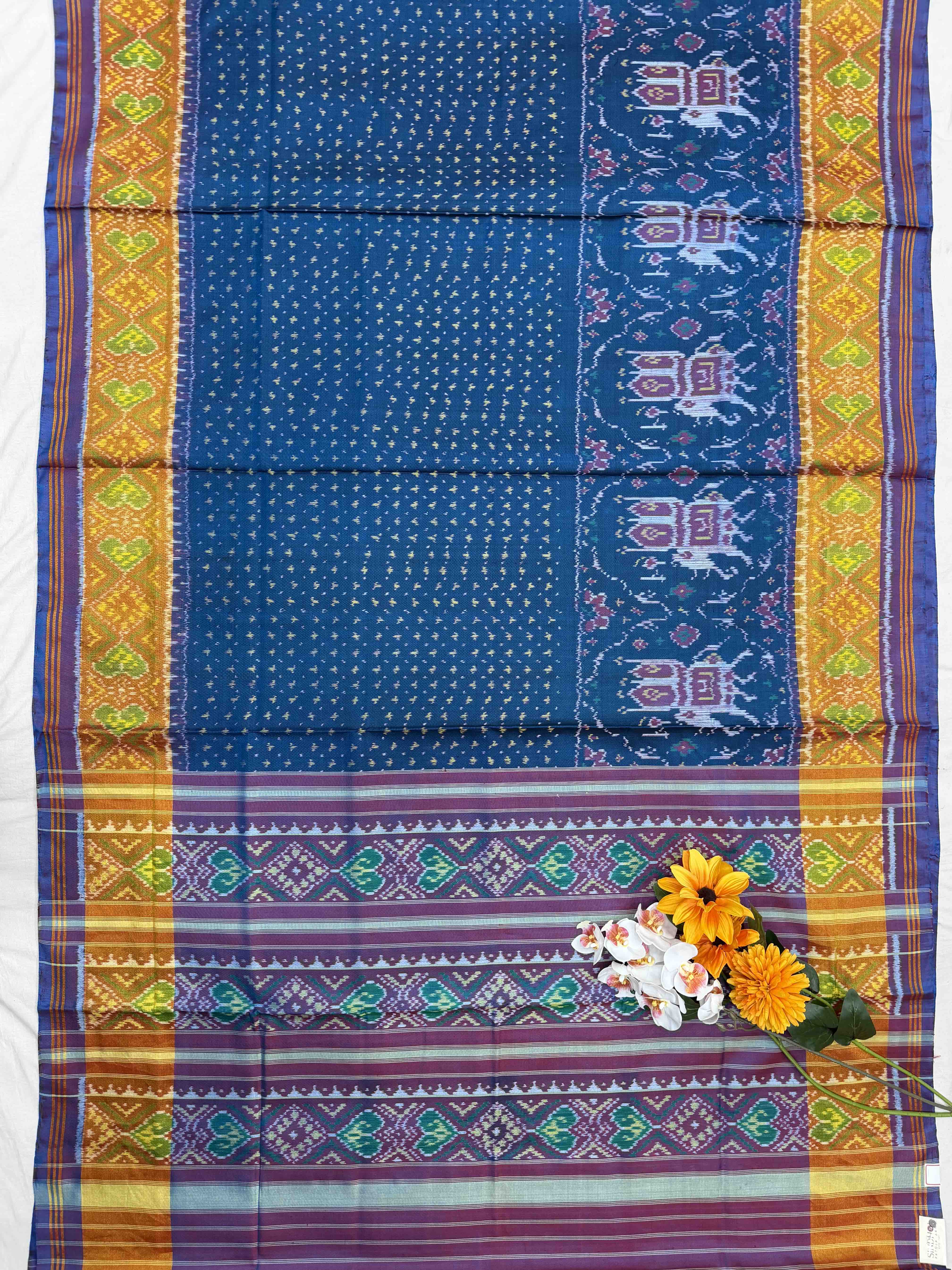 Light purple & light blue Skirt border Rajkot Patola