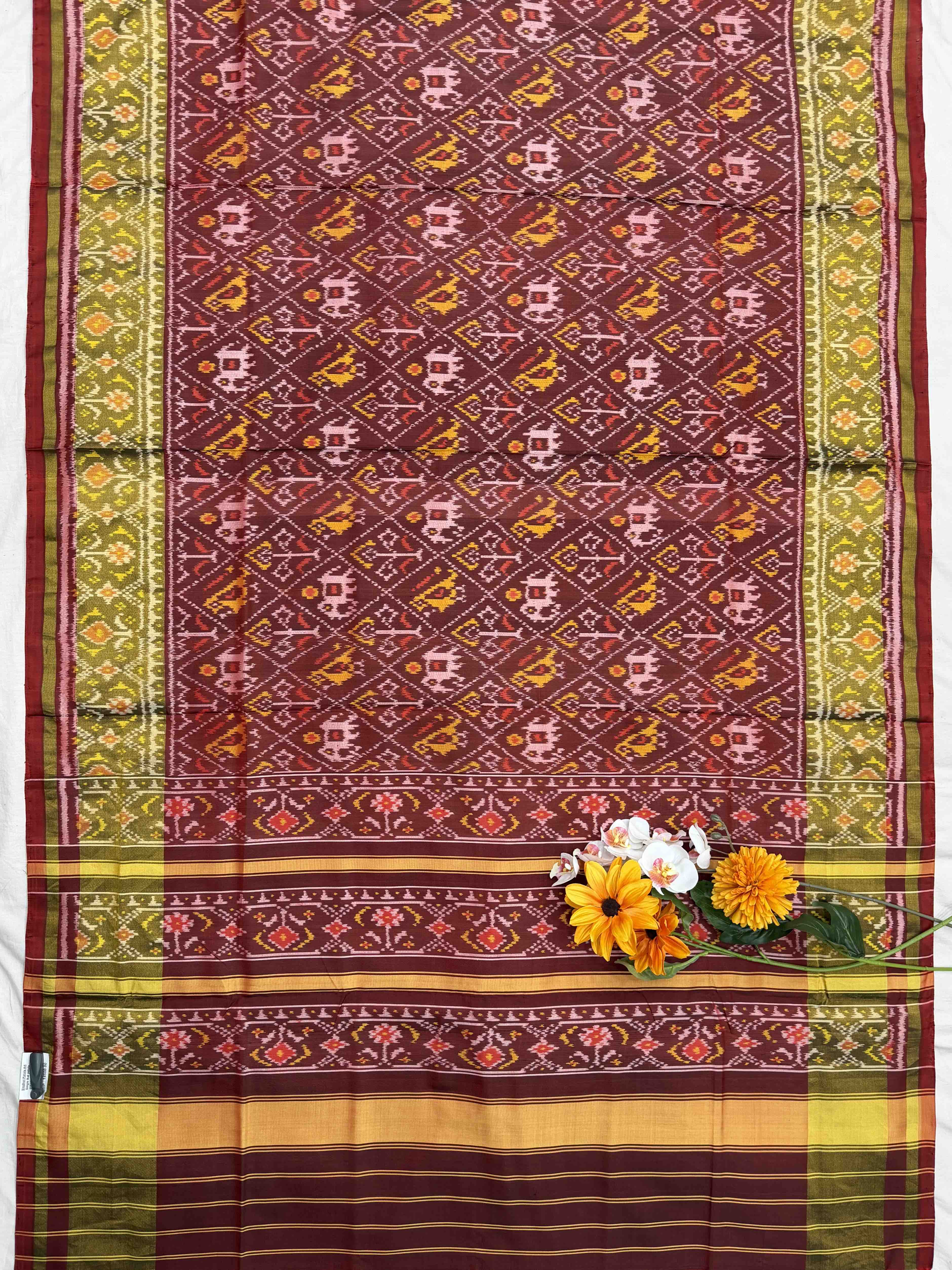 Coffee maroon Narikunj tissue border Rajkot Patola