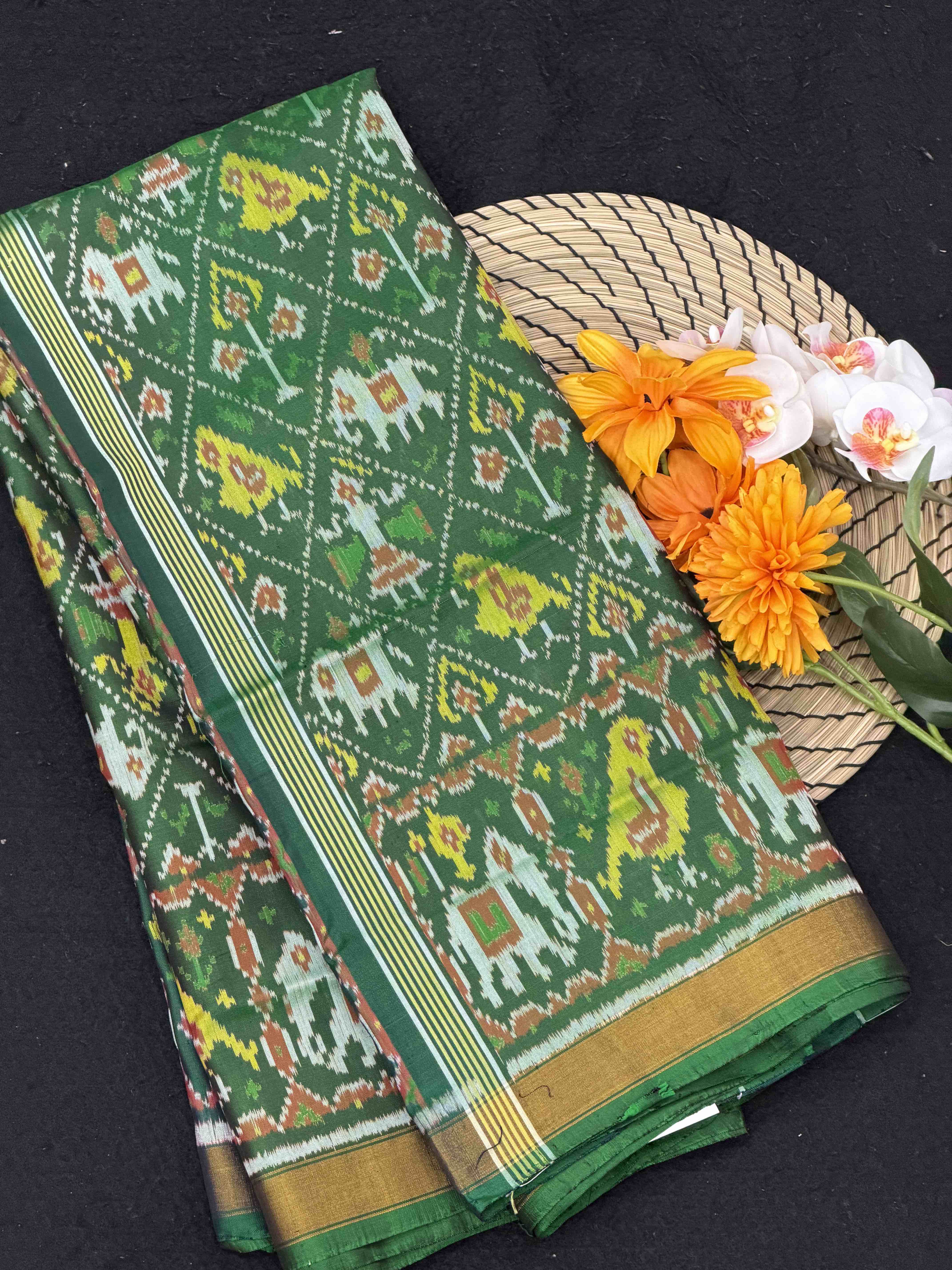 Green Narikunj Rajkoti Patola Saree