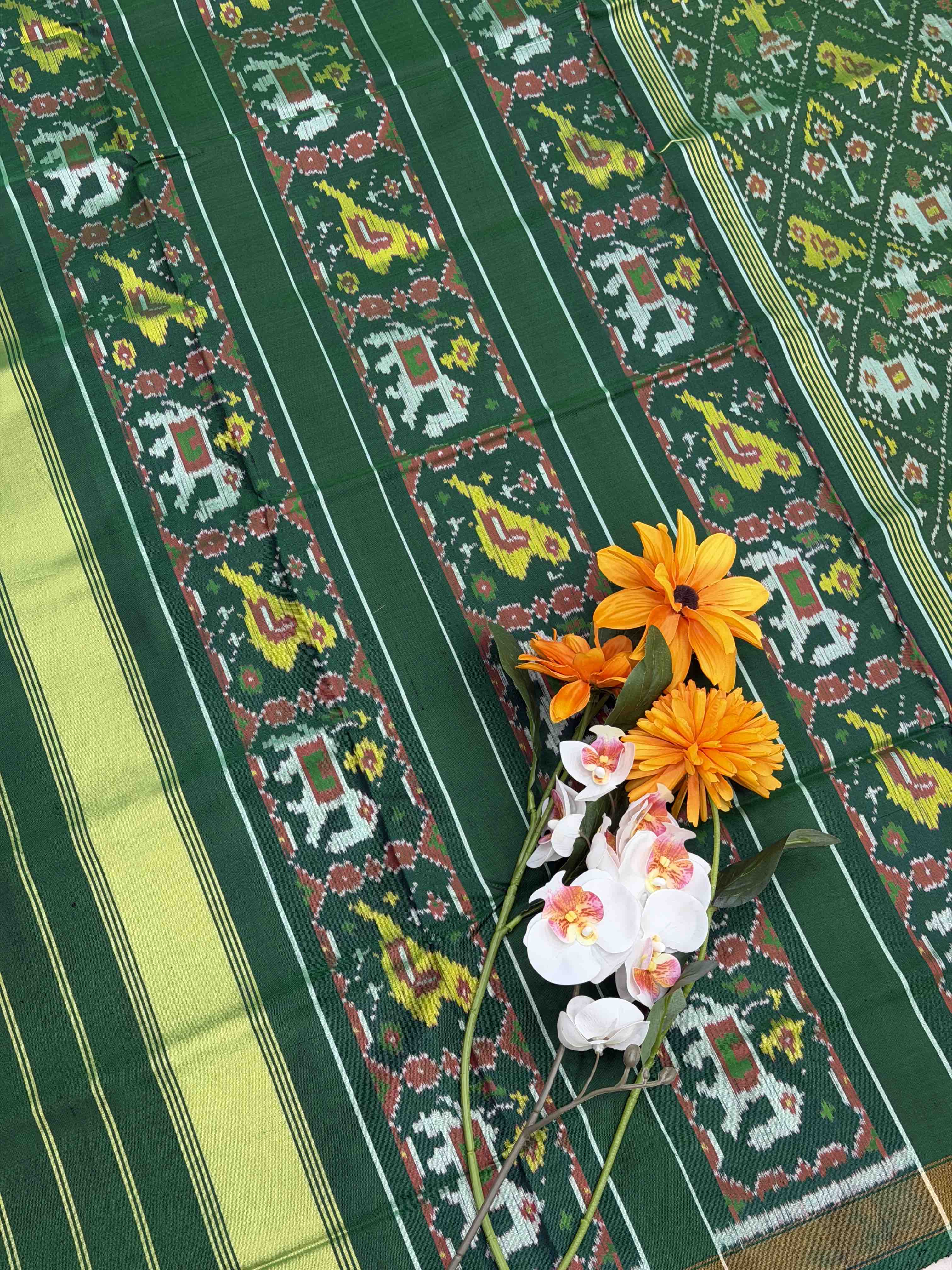 Green Narikunj Rajkoti Patola Saree