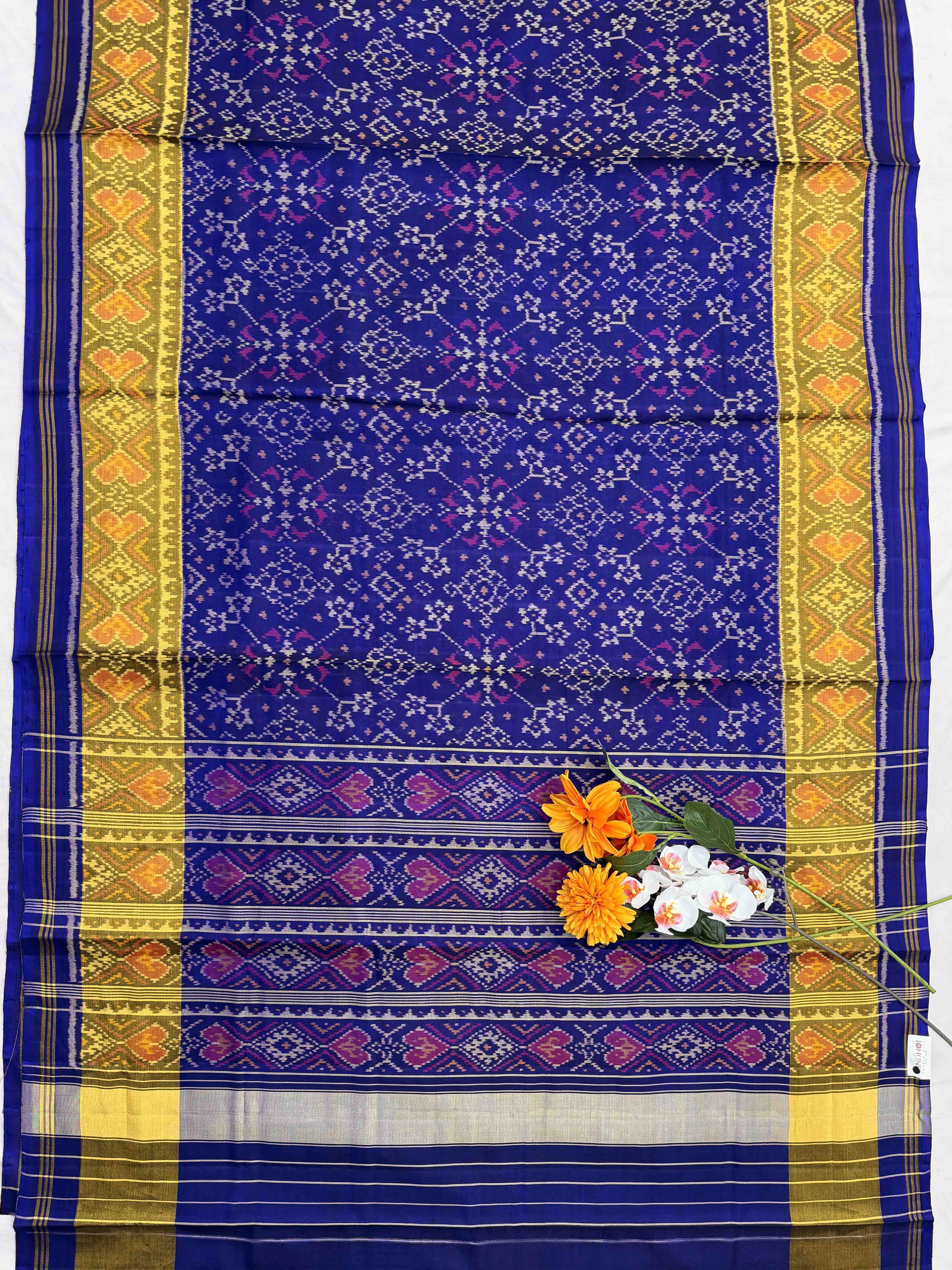 Blue Navaratan Tissue Border Rajkoti Patola saree
