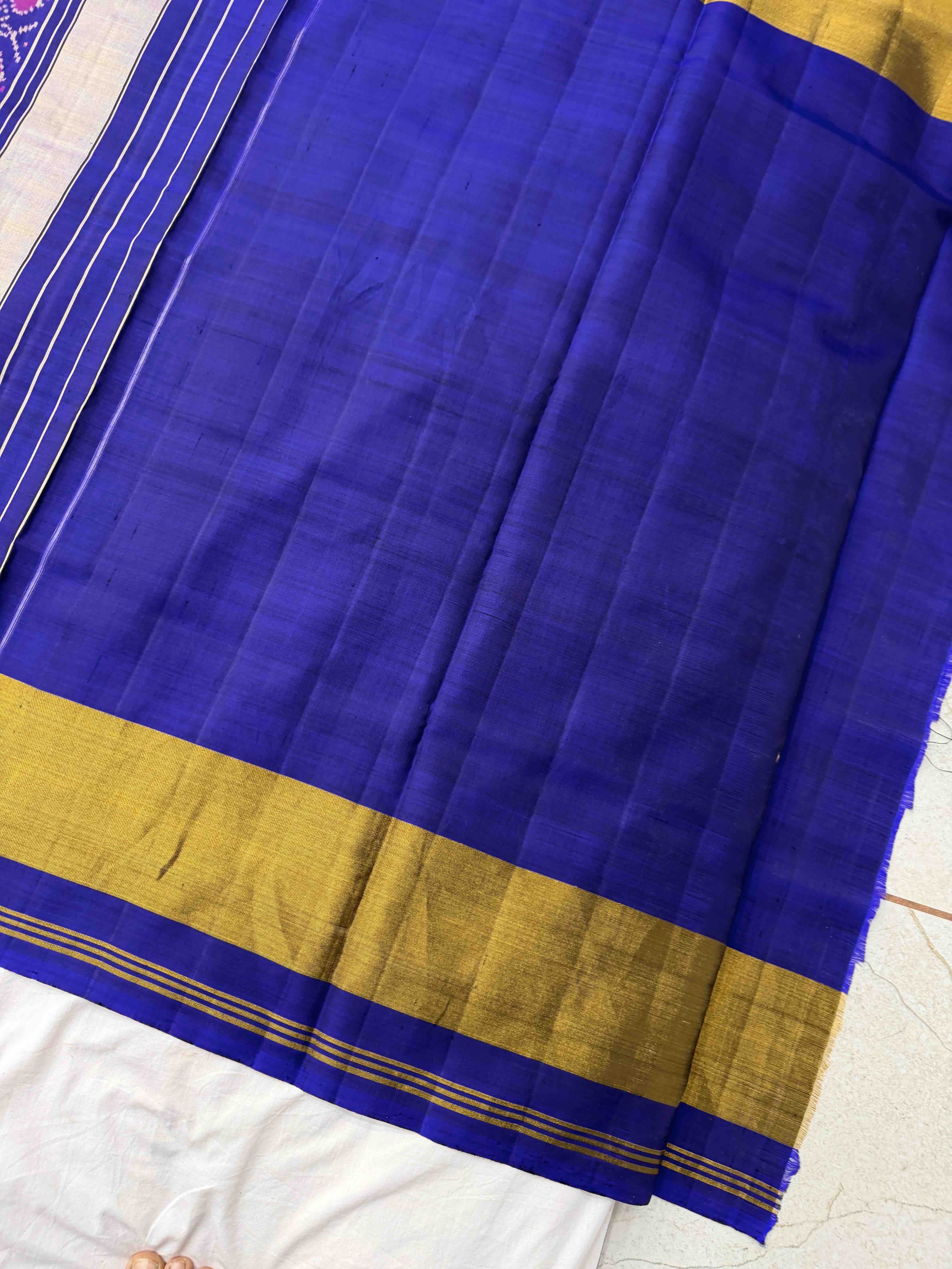 Blue Navaratan Tissue Border Rajkoti Patola saree