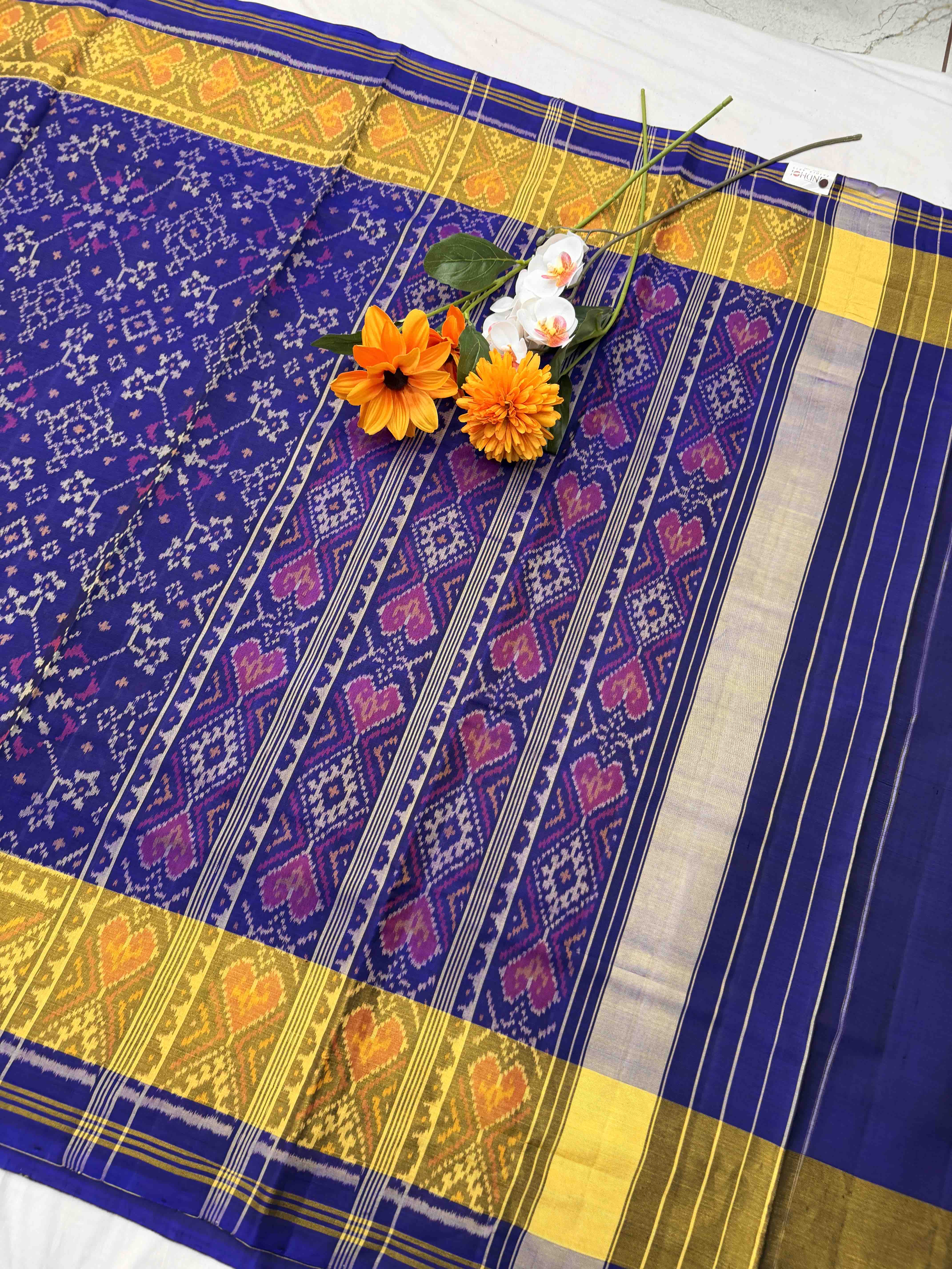 Blue Navaratan Tissue Border Rajkoti Patola saree