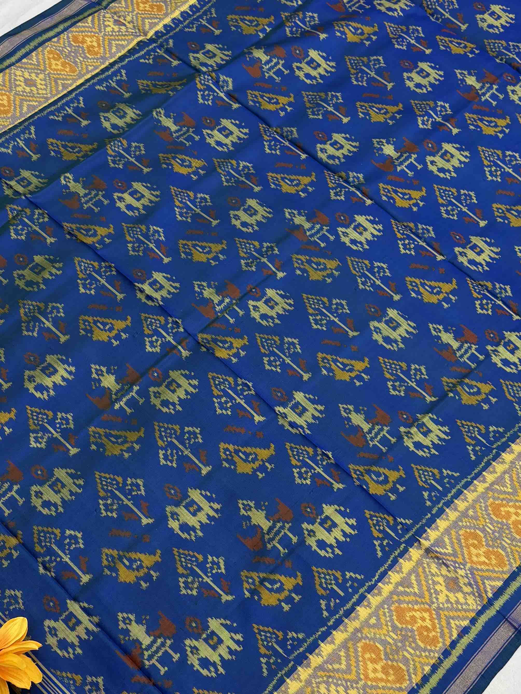 Peacock blue Rajkot Patola narikunj design