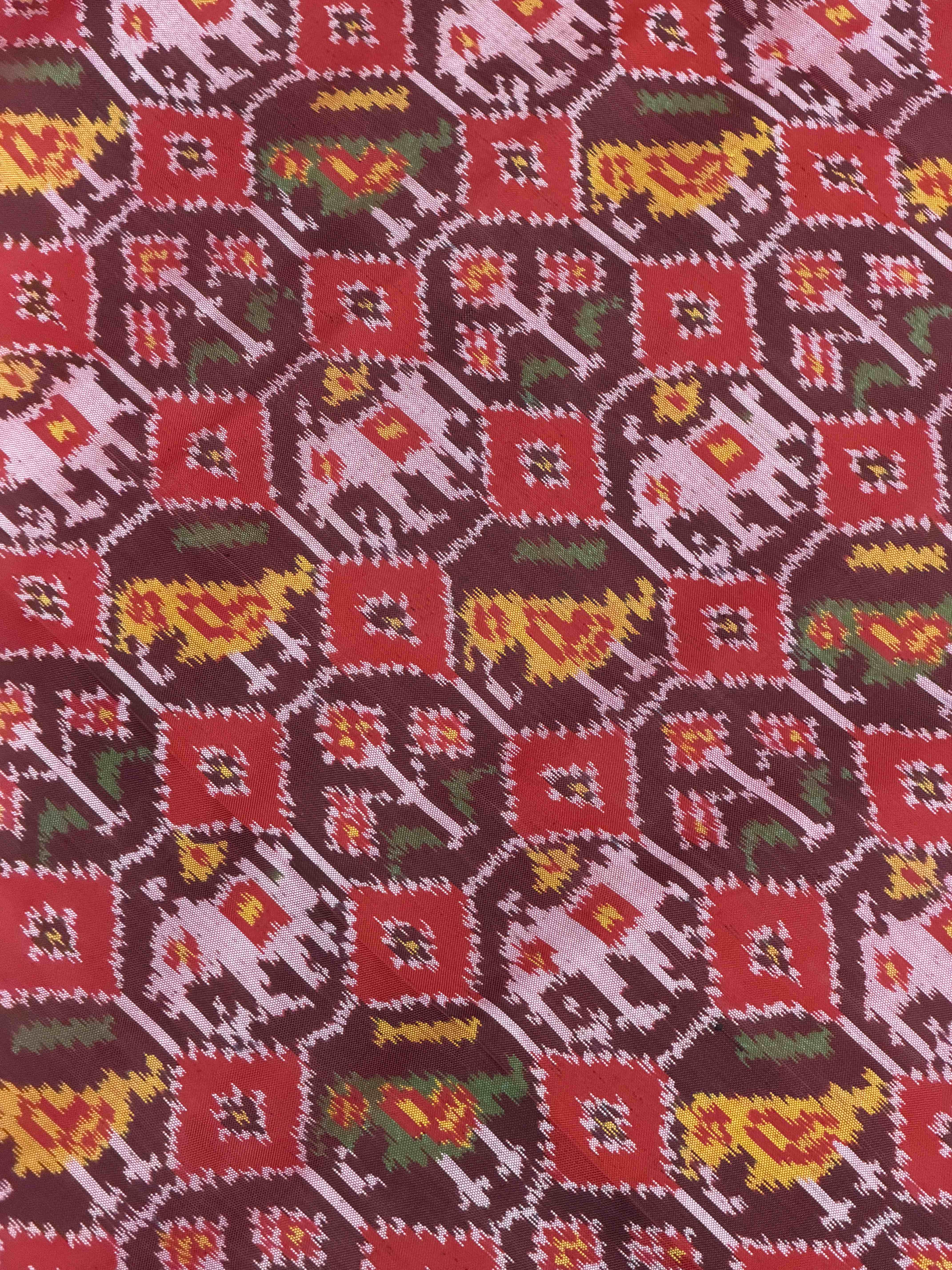 Maroon Small Narikunj Single ikat Patola Saree