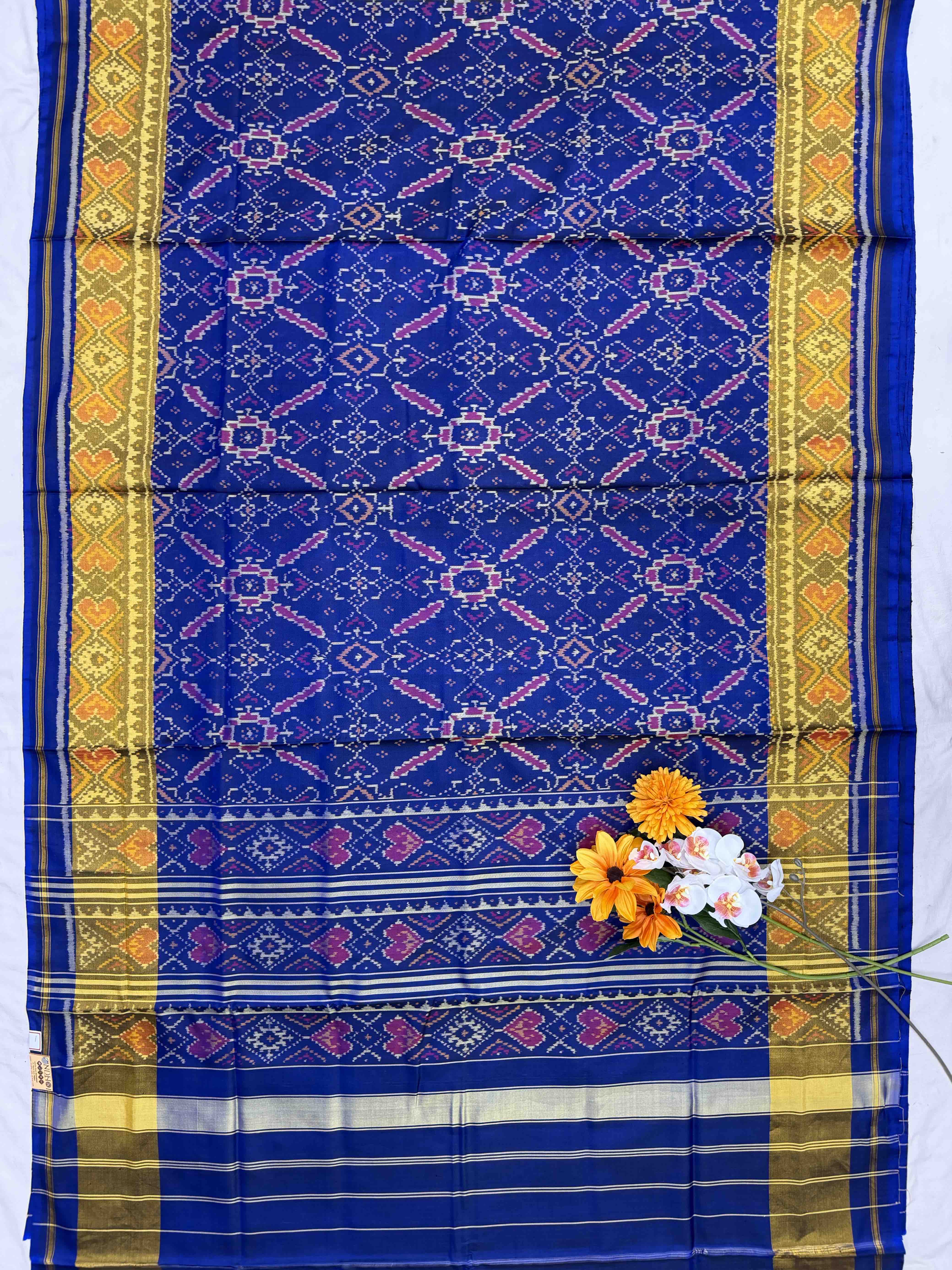 Blue tissue border manekchawk Rajkot Patola Saree