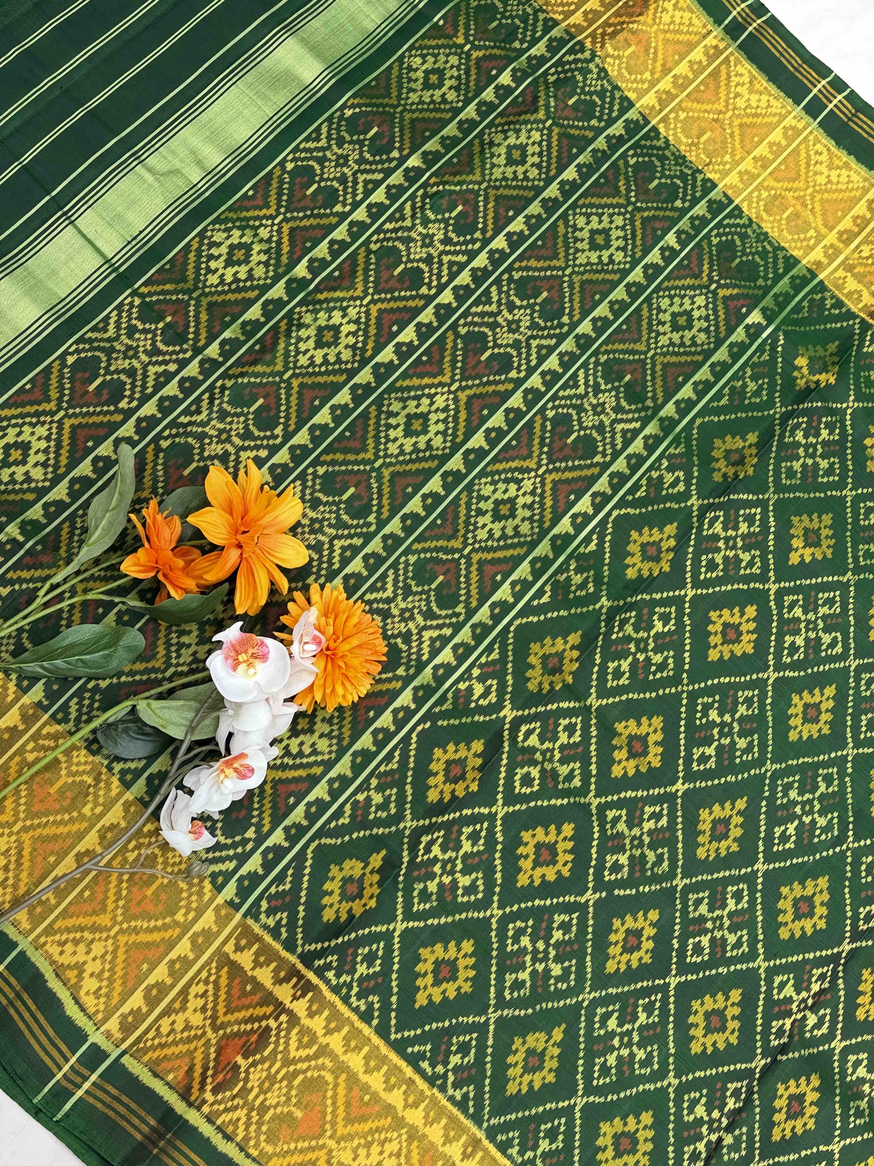 Green chandabhat Tissue border rajkot Patola