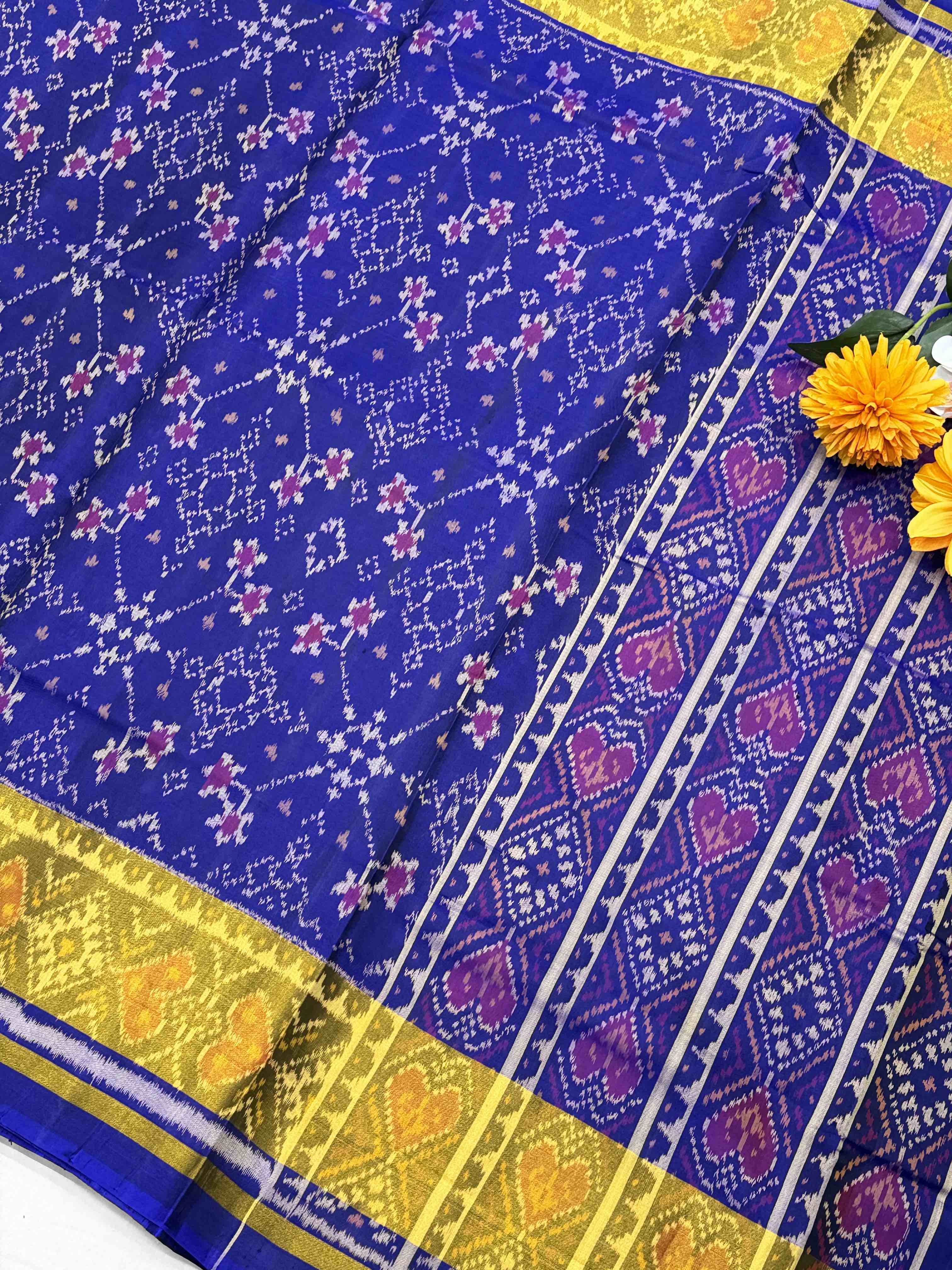 Blue Navaratan Tissue border Patola saree