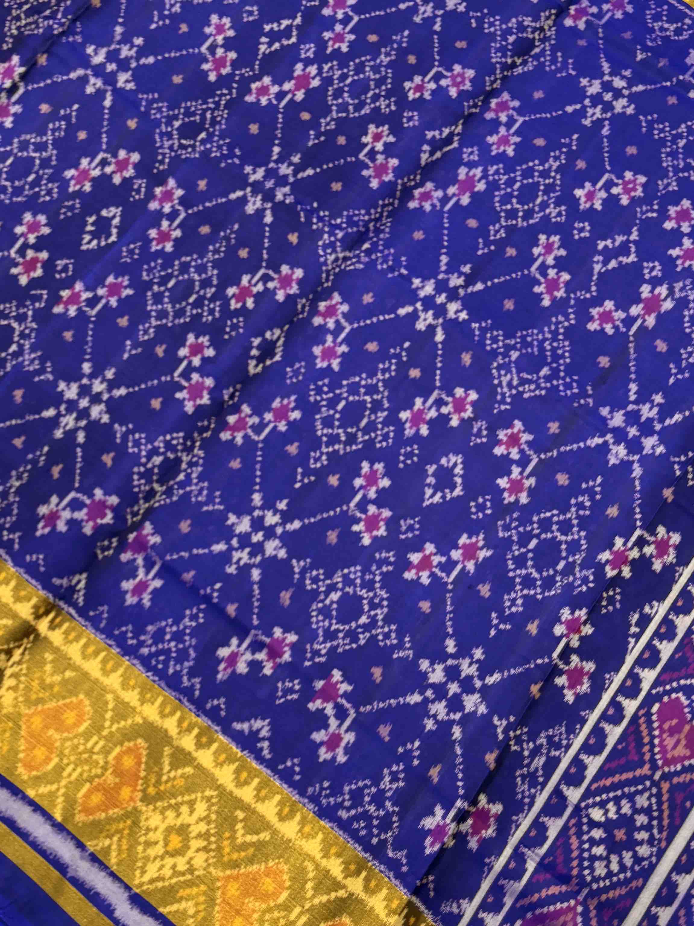 Blue Navaratan Tissue border Patola saree